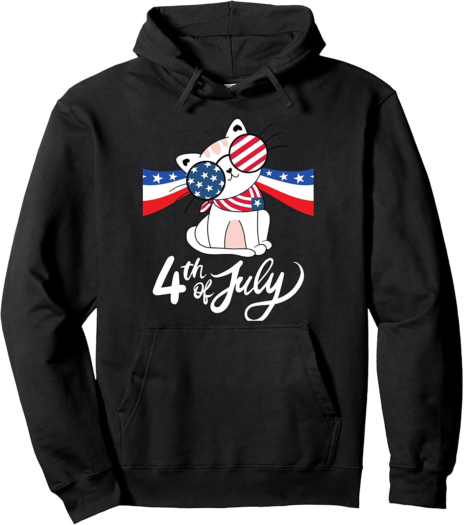 Patriotic Cat 4th of July Hoodie | Cute Unisex Pullover