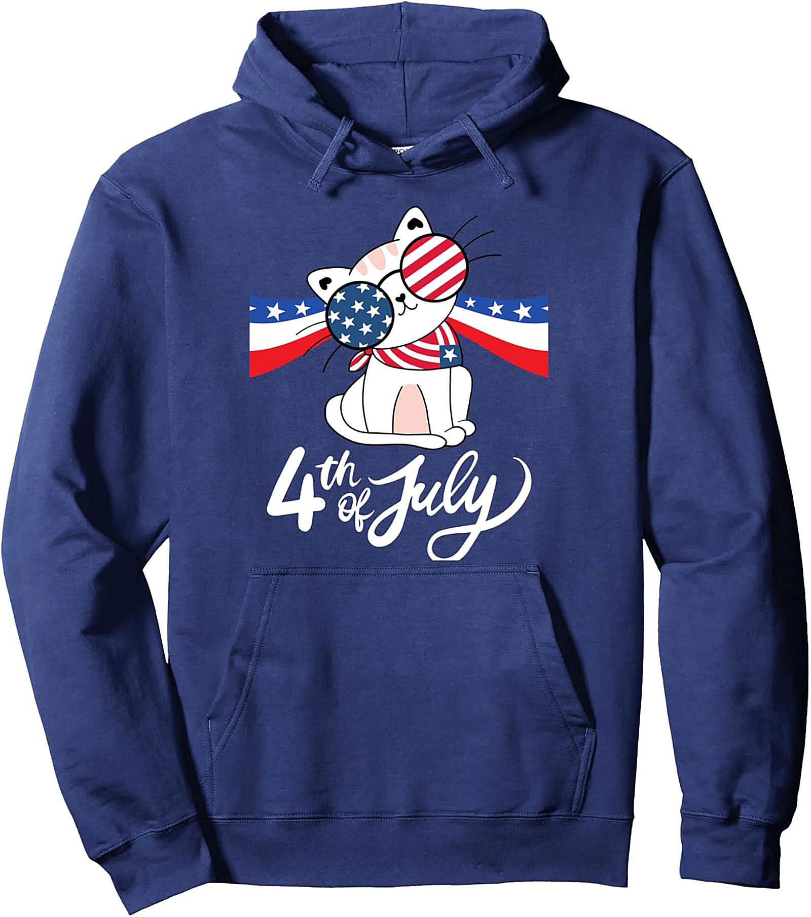 Patriotic Cat 4th of July Hoodie | Cute Unisex Pullover