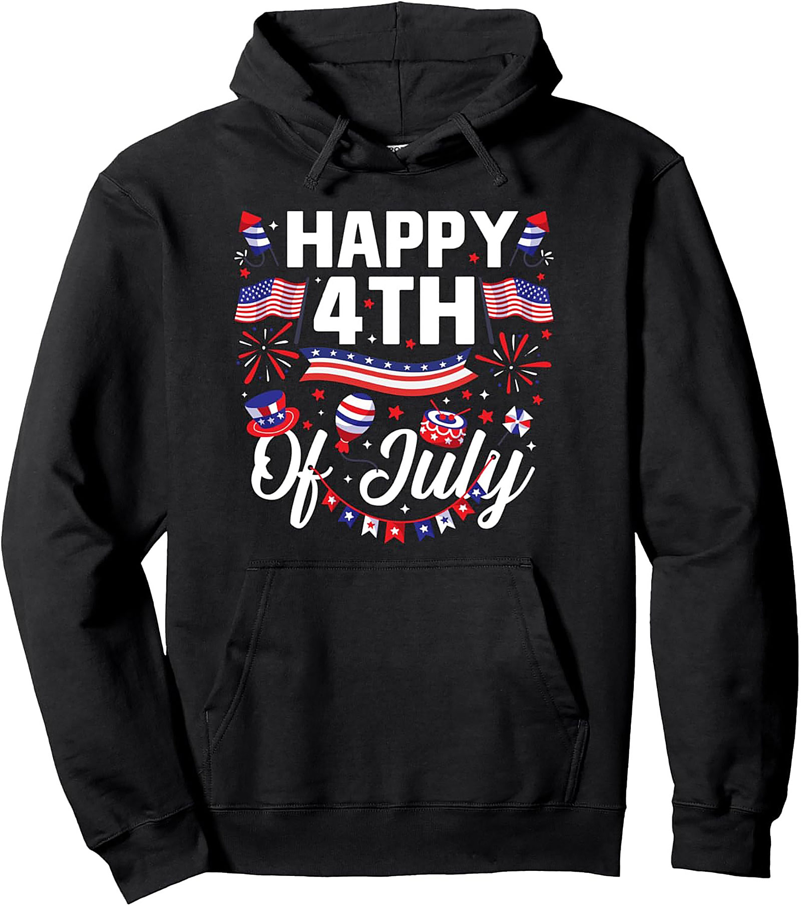 Happy 4th of July Patriotic Pullover Hoodie | Festive Graphic