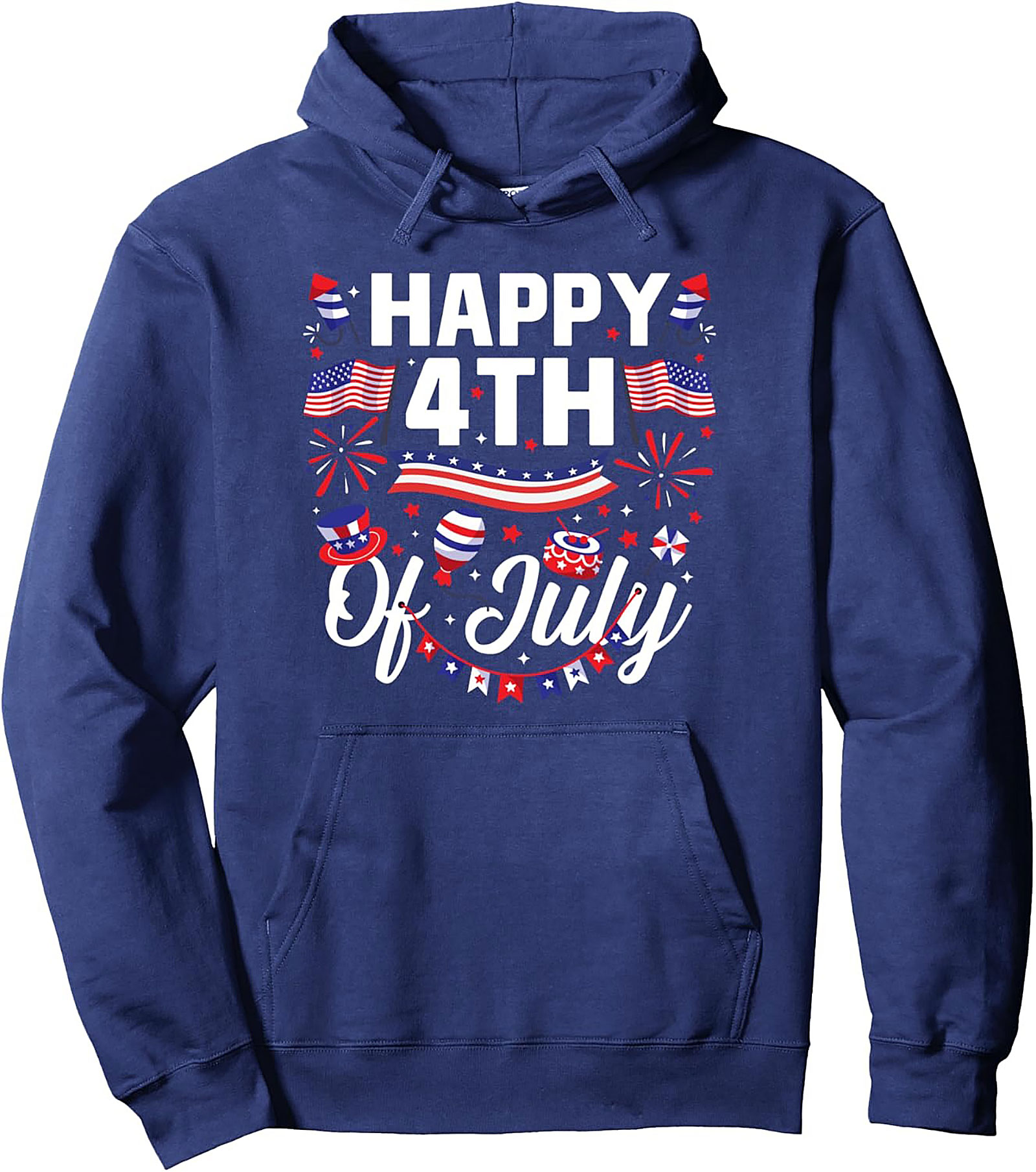 Happy 4th of July Patriotic Pullover Hoodie | Festive Graphic
