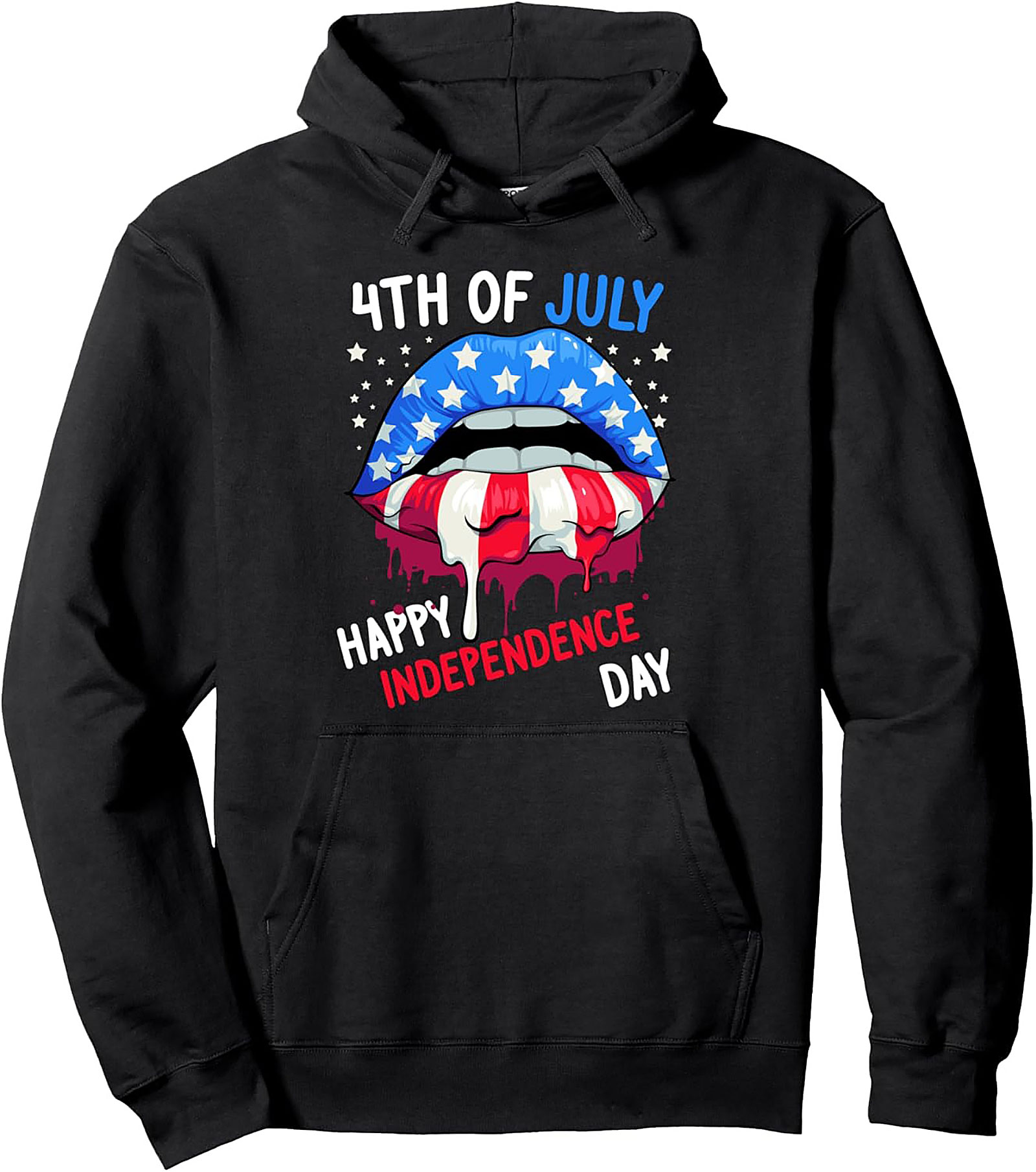 4th of July Patriotic Hoodie | American Flag Lips Pullover