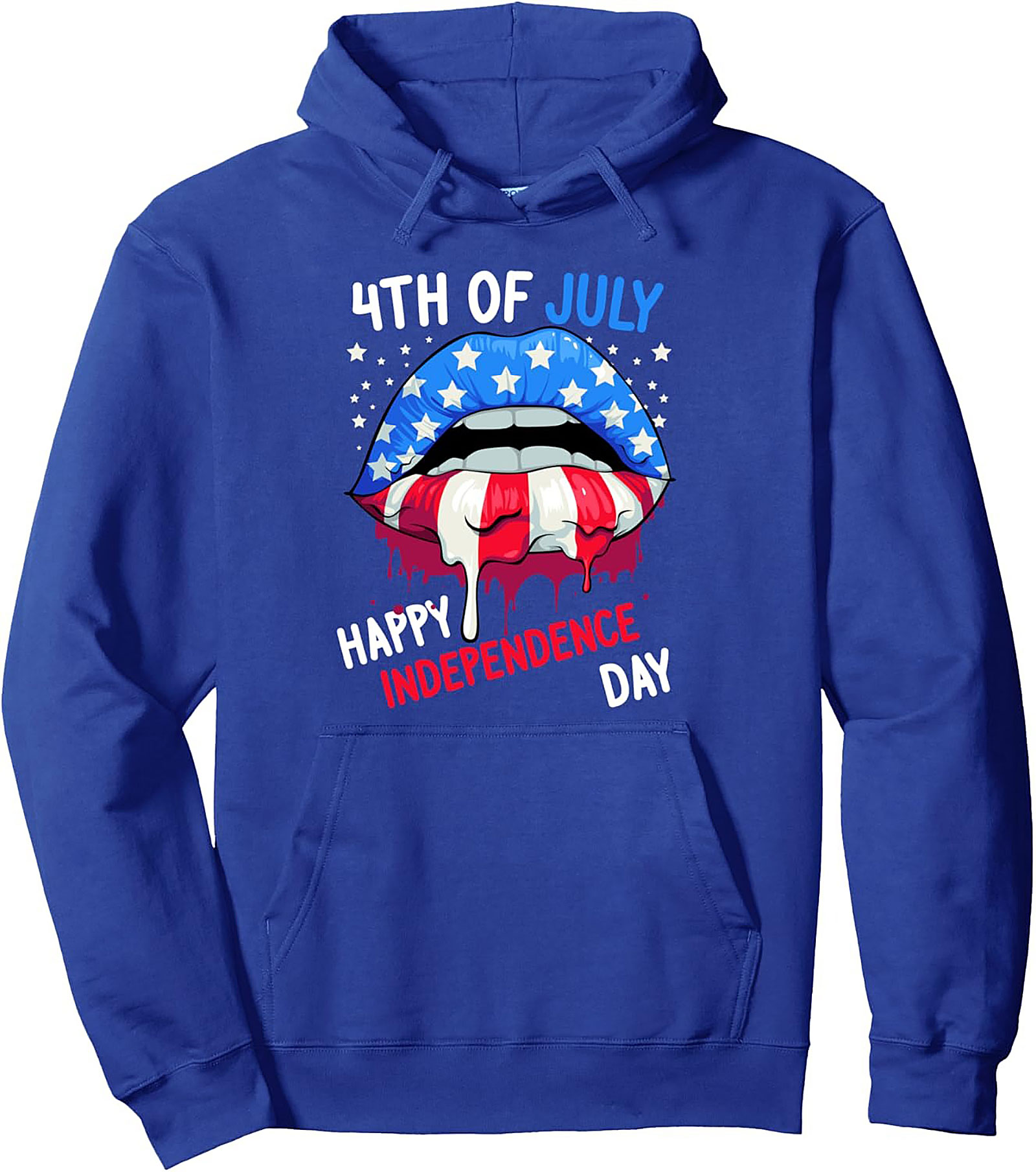 4th of July Patriotic Hoodie | American Flag Lips Pullover
