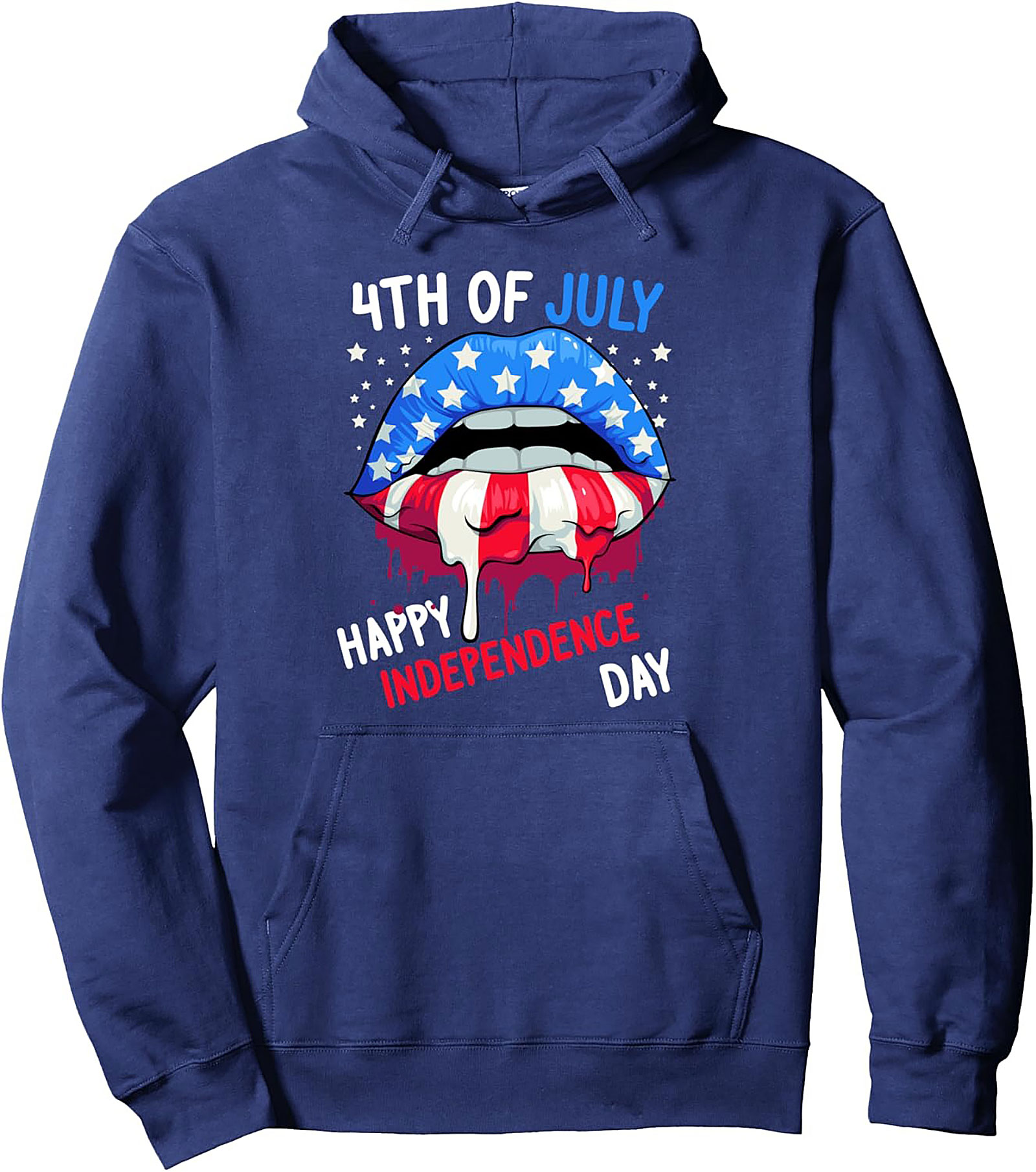 4th of July Patriotic Hoodie | American Flag Lips Pullover