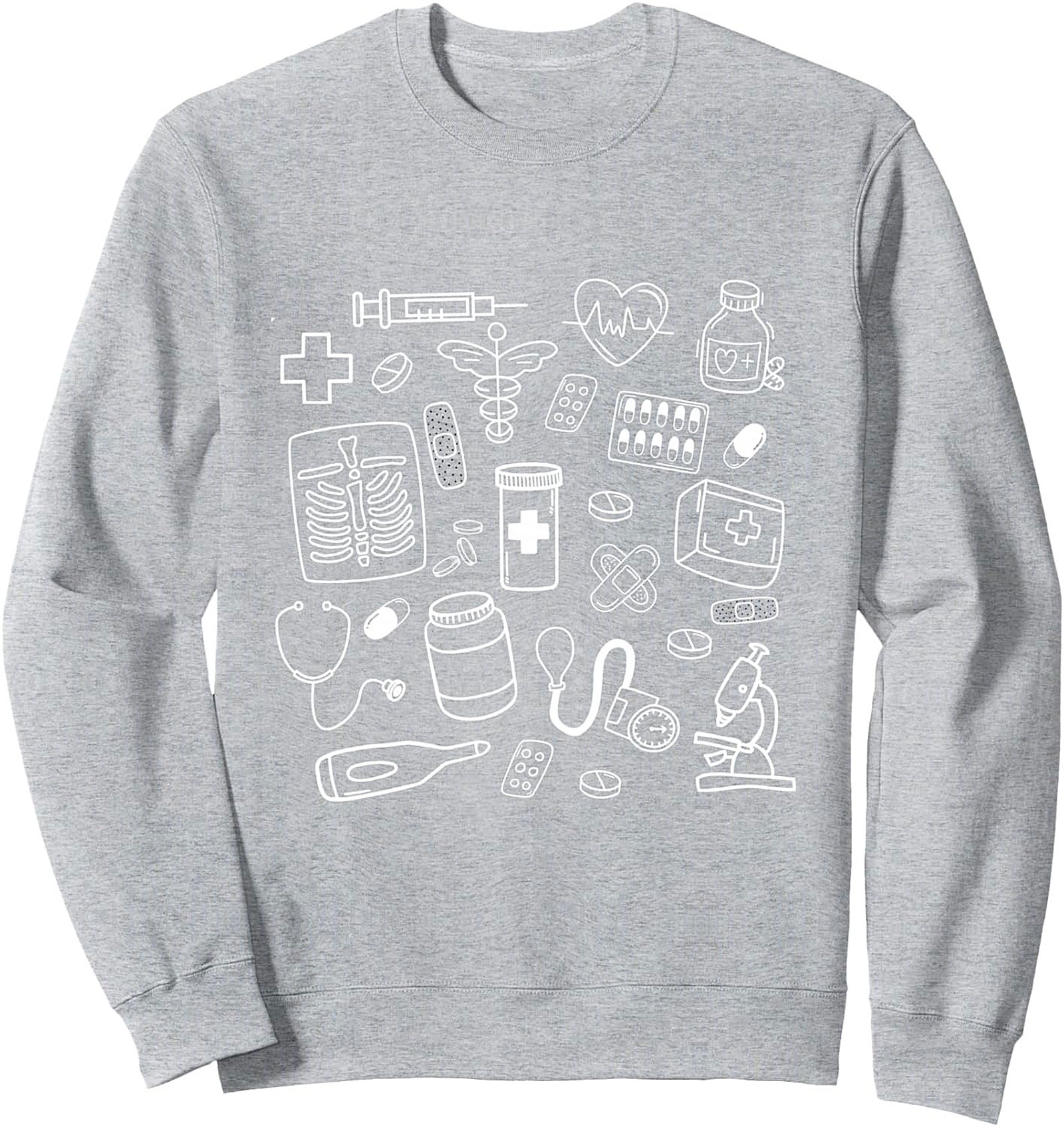 Medical Icon Graphic Sweatshirt Healthcare Gift Crewneck