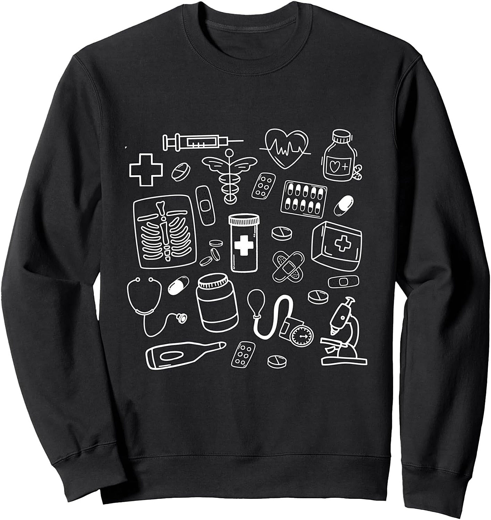 Medical Icon Graphic Sweatshirt Healthcare Gift Crewneck