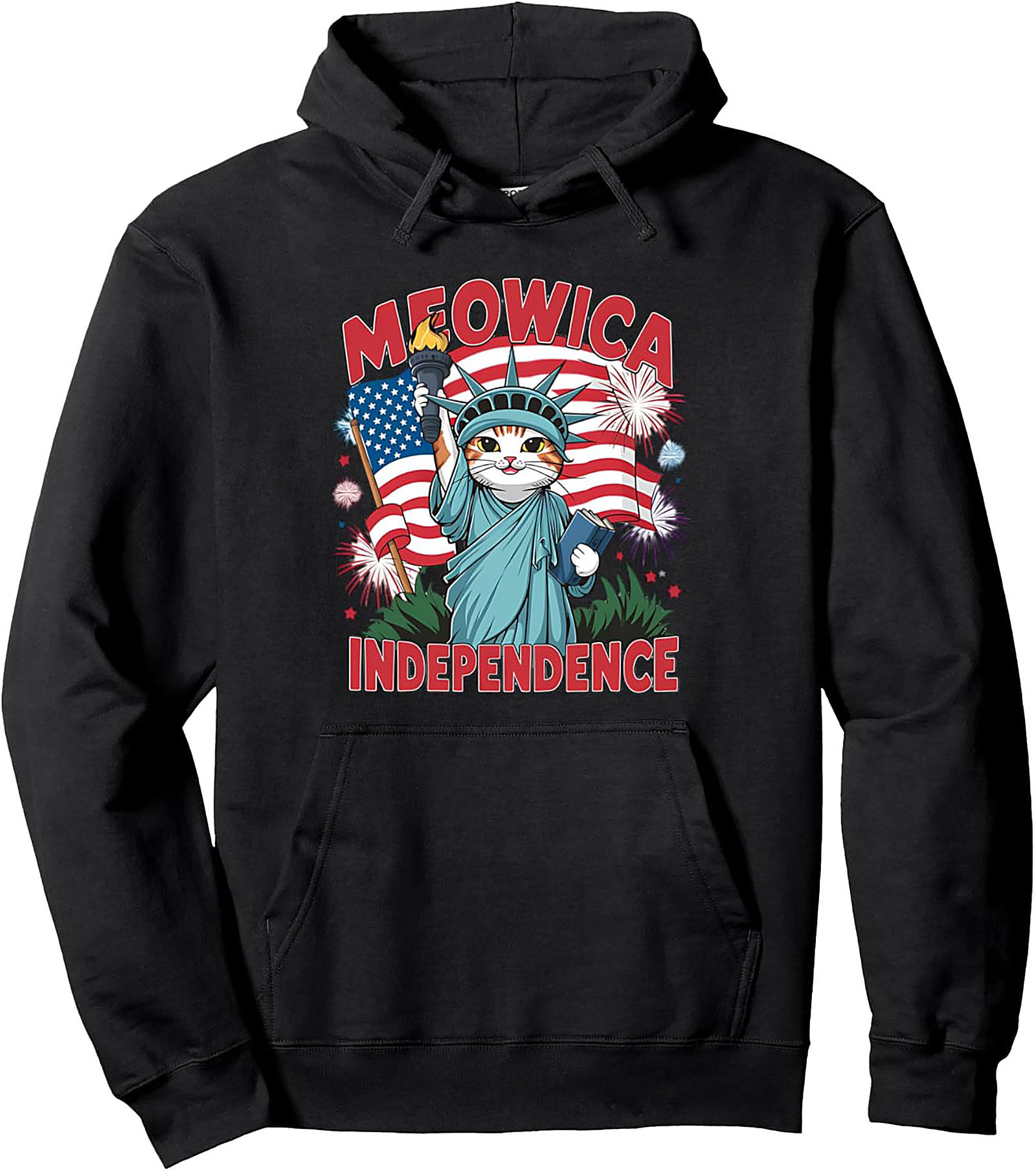 Meowica Independence Hoodie | Patriotic Cat Statue of Liberty