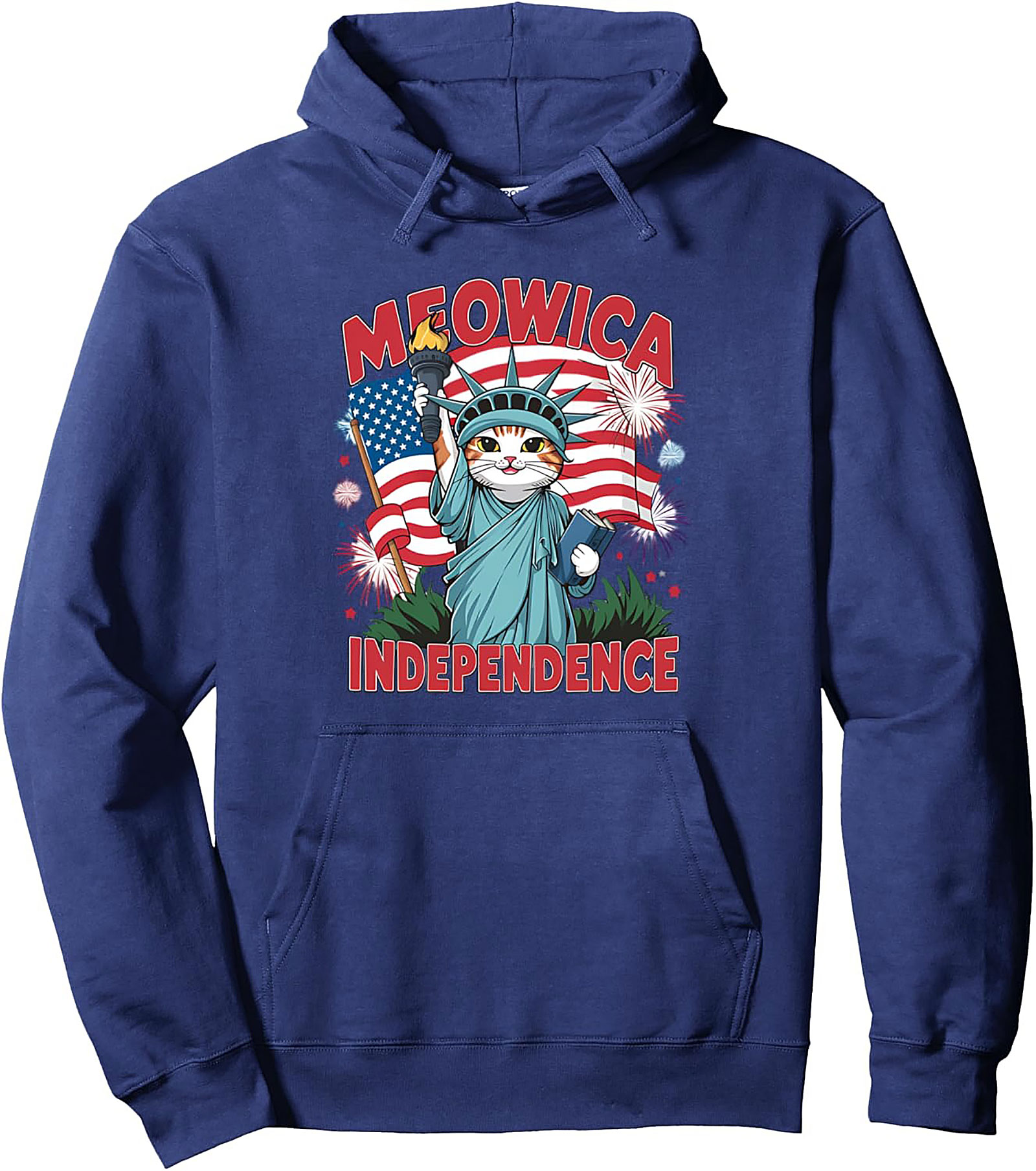 Meowica Independence Hoodie | Patriotic Cat Statue of Liberty