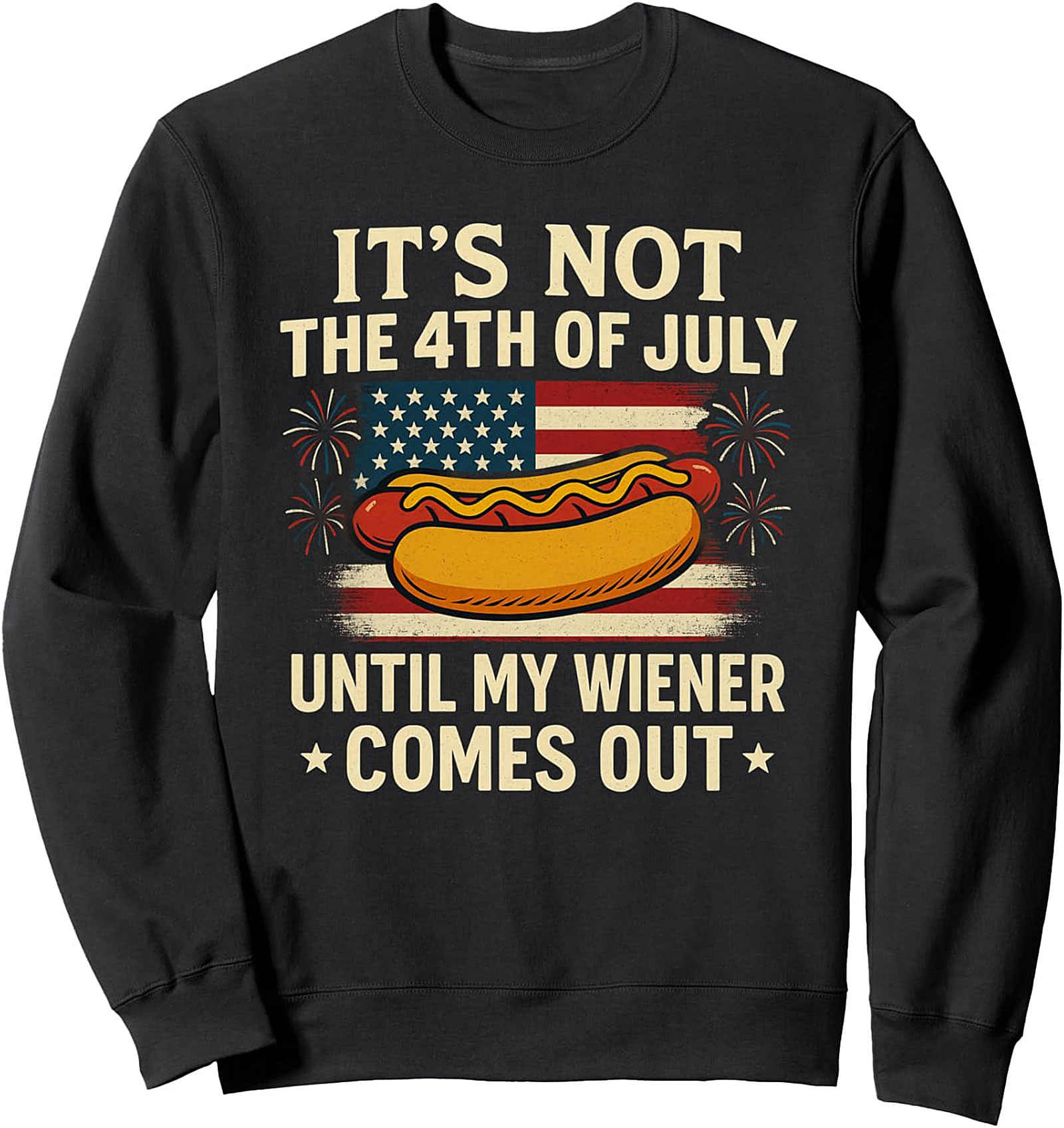 Funny 4th of July Wiener Graphic Sweatshirt | BBQ Crewneck