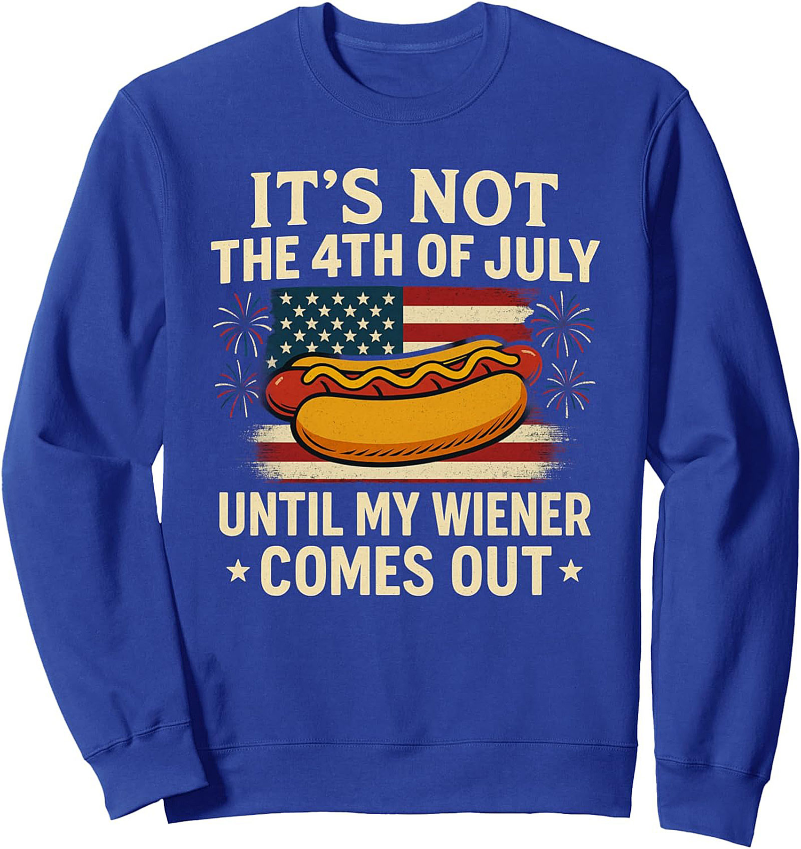 Funny 4th of July Wiener Graphic Sweatshirt | BBQ Crewneck
