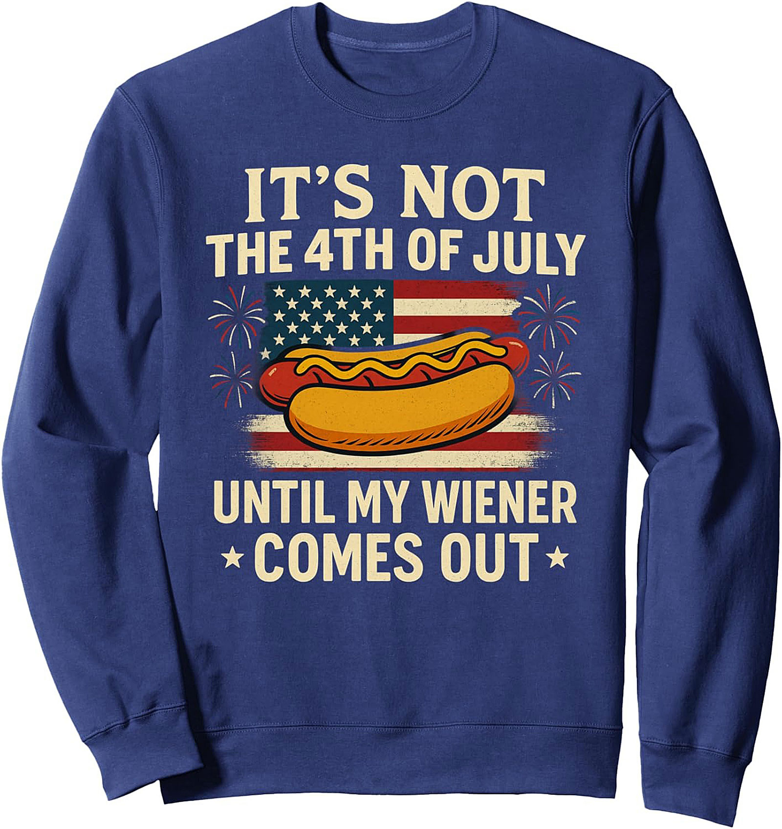 Funny 4th of July Wiener Graphic Sweatshirt | BBQ Crewneck