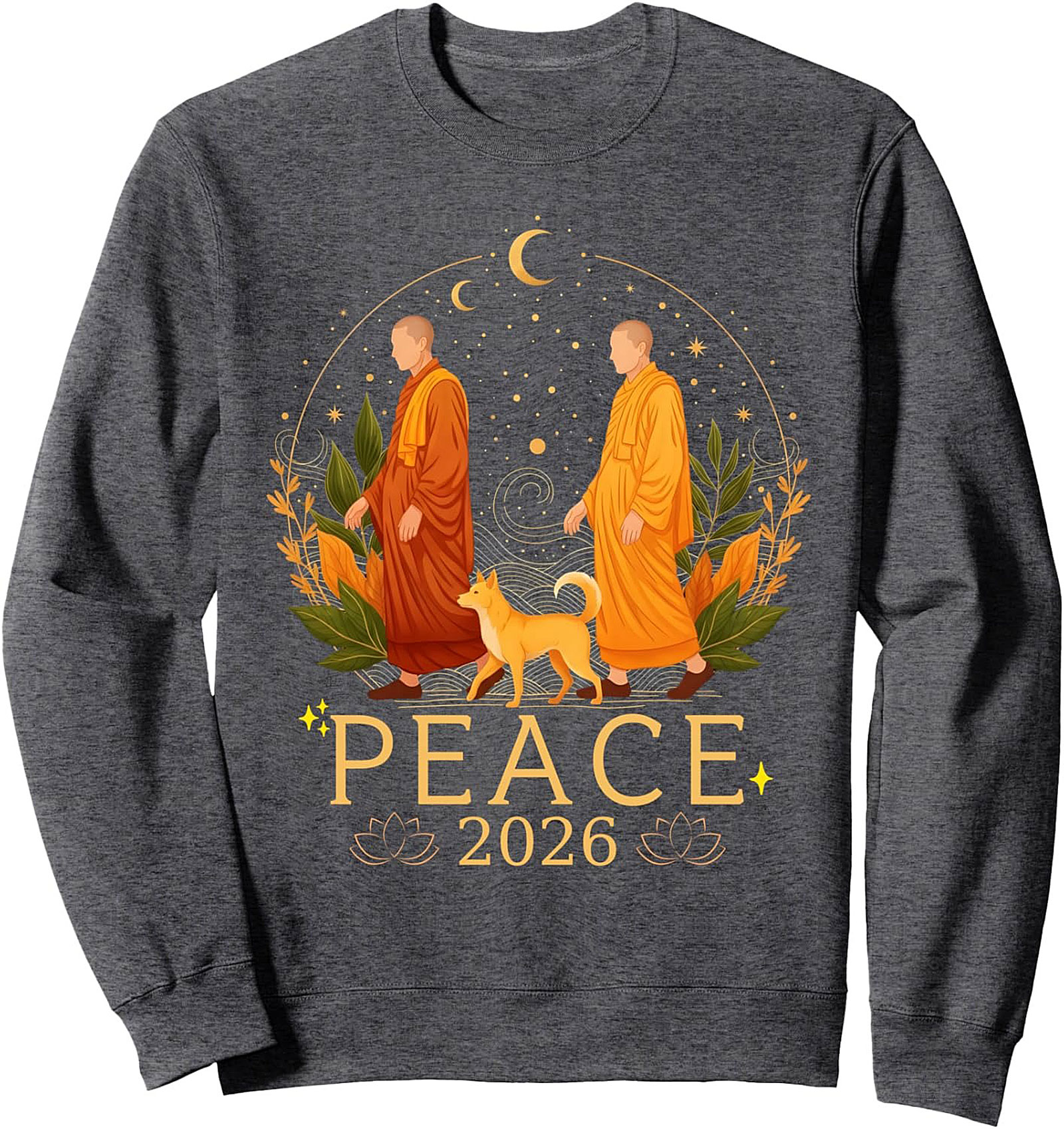 Peace 2026 Zen Monk Graphic Sweatshirt - Mindful Crewneck