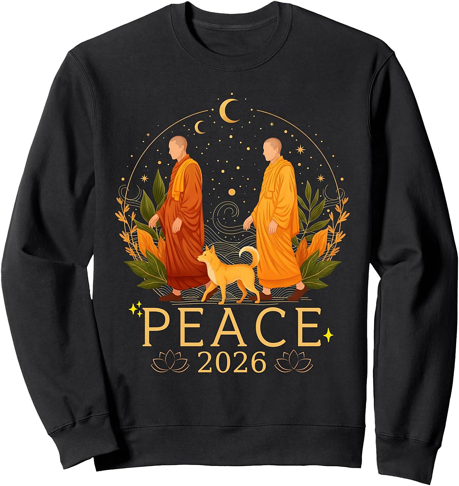 Peace 2026 Zen Monk Graphic Sweatshirt - Mindful Crewneck