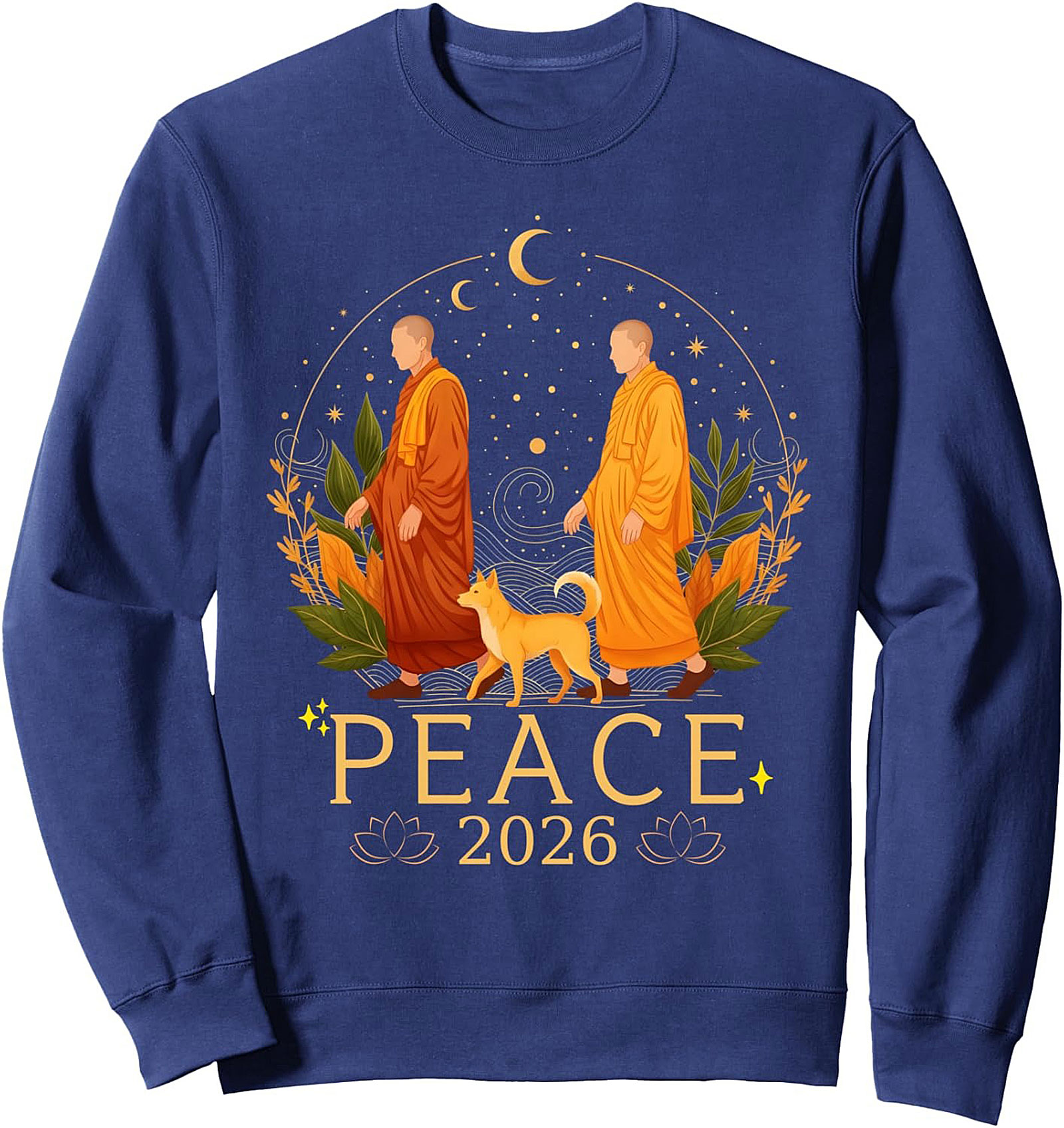 Peace 2026 Zen Monk Graphic Sweatshirt - Mindful Crewneck