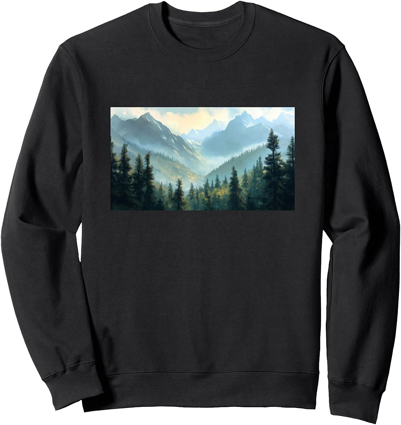 Serene Alpine Peaks Mountain Landscape Graphic Sweatshirt
