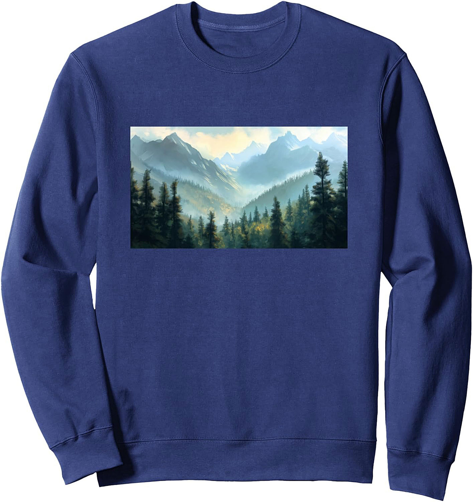 Serene Alpine Peaks Mountain Landscape Graphic Sweatshirt