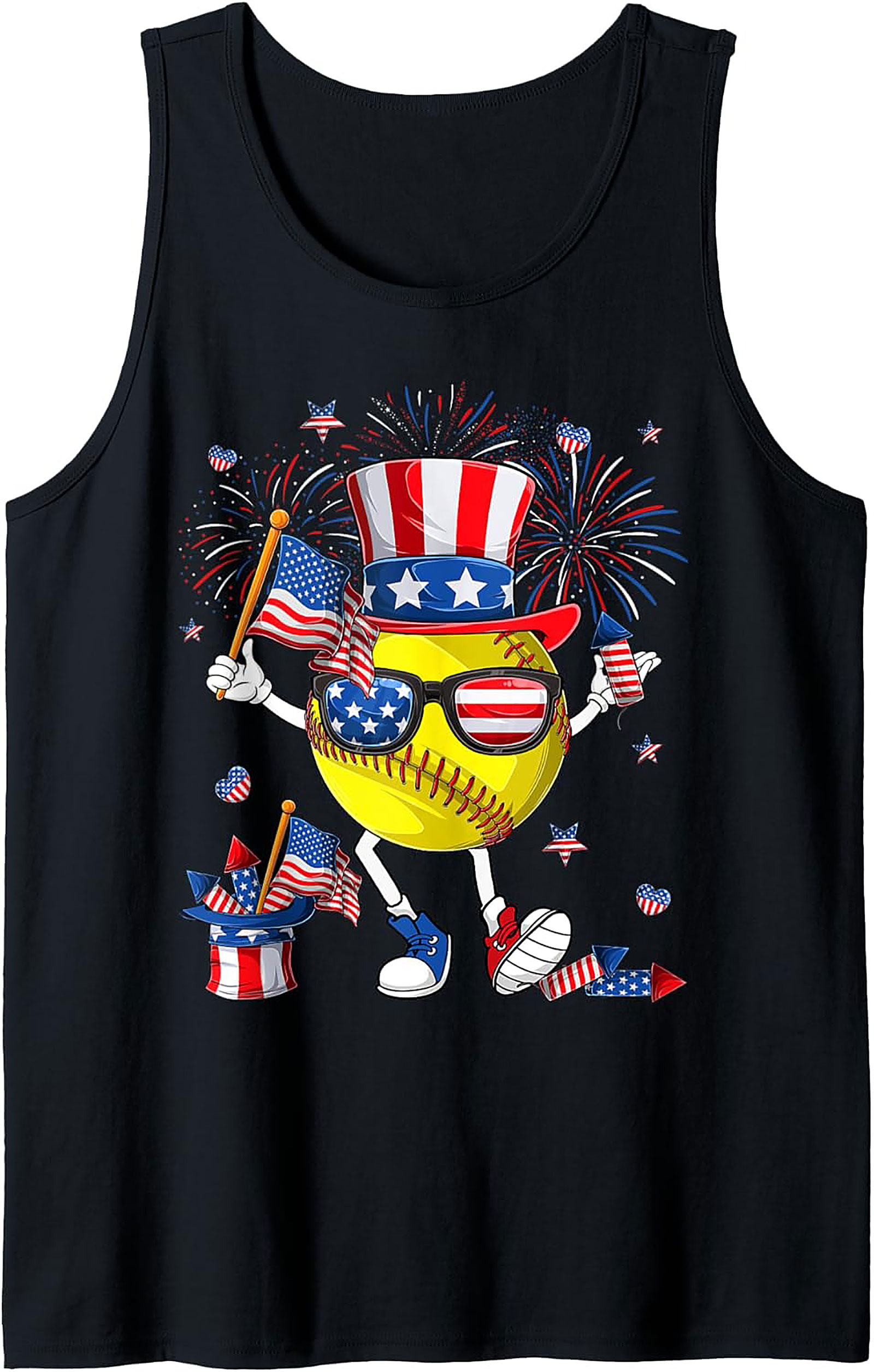 Patriotic Softball 4th of July Tank Top | USA Graphic Tank