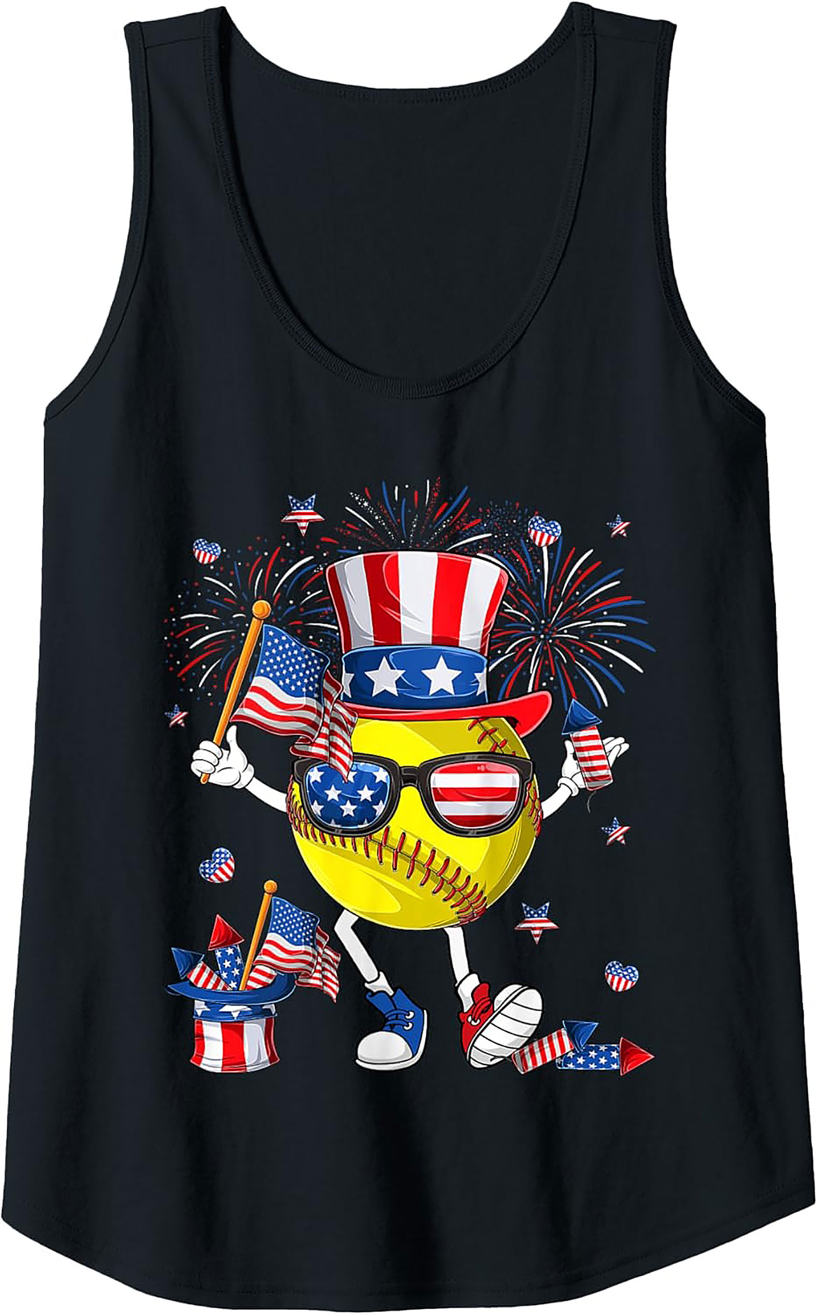 Patriotic Softball 4th of July Tank Top | USA Graphic Tank