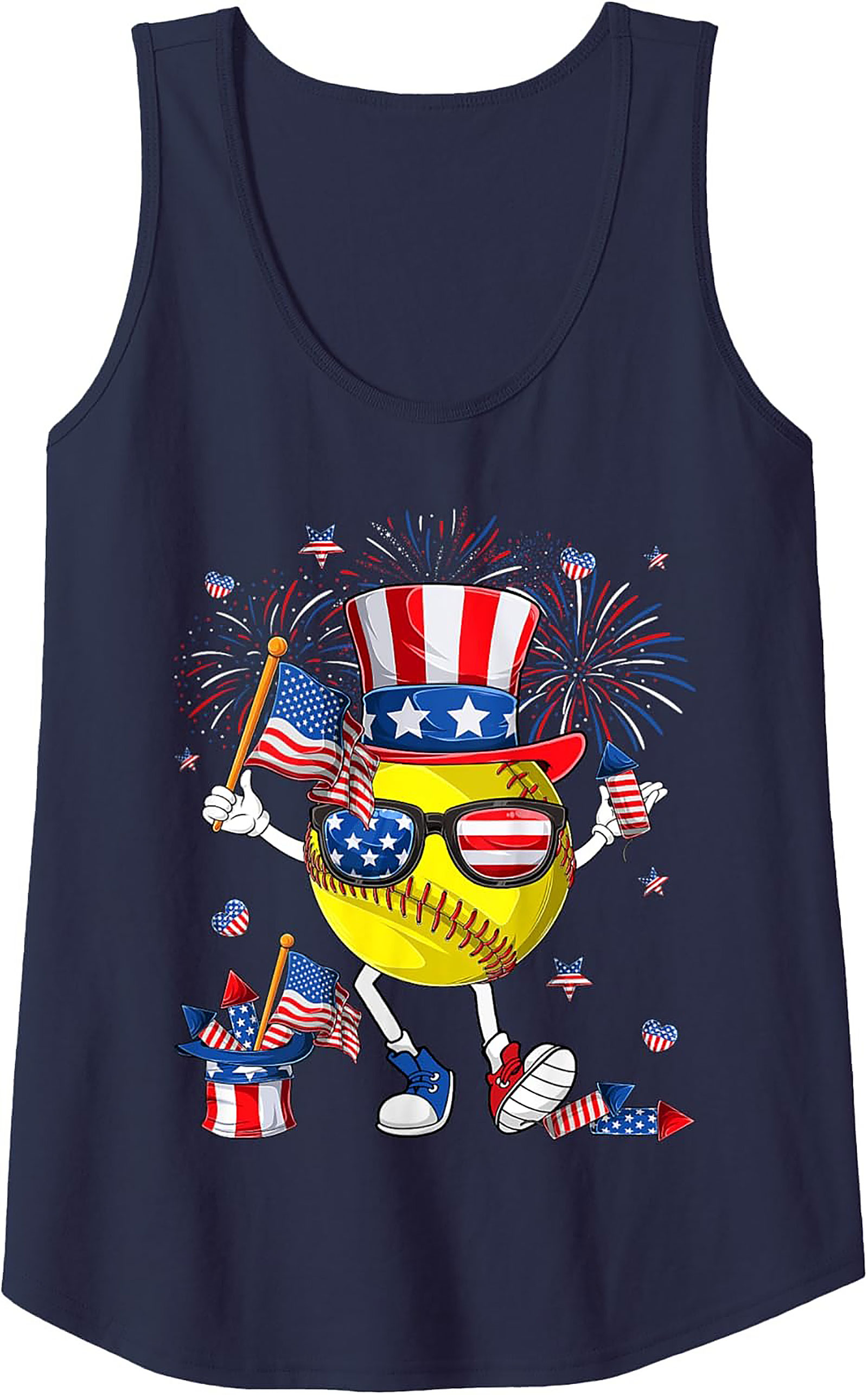 Patriotic Softball 4th of July Tank Top | USA Graphic Tank