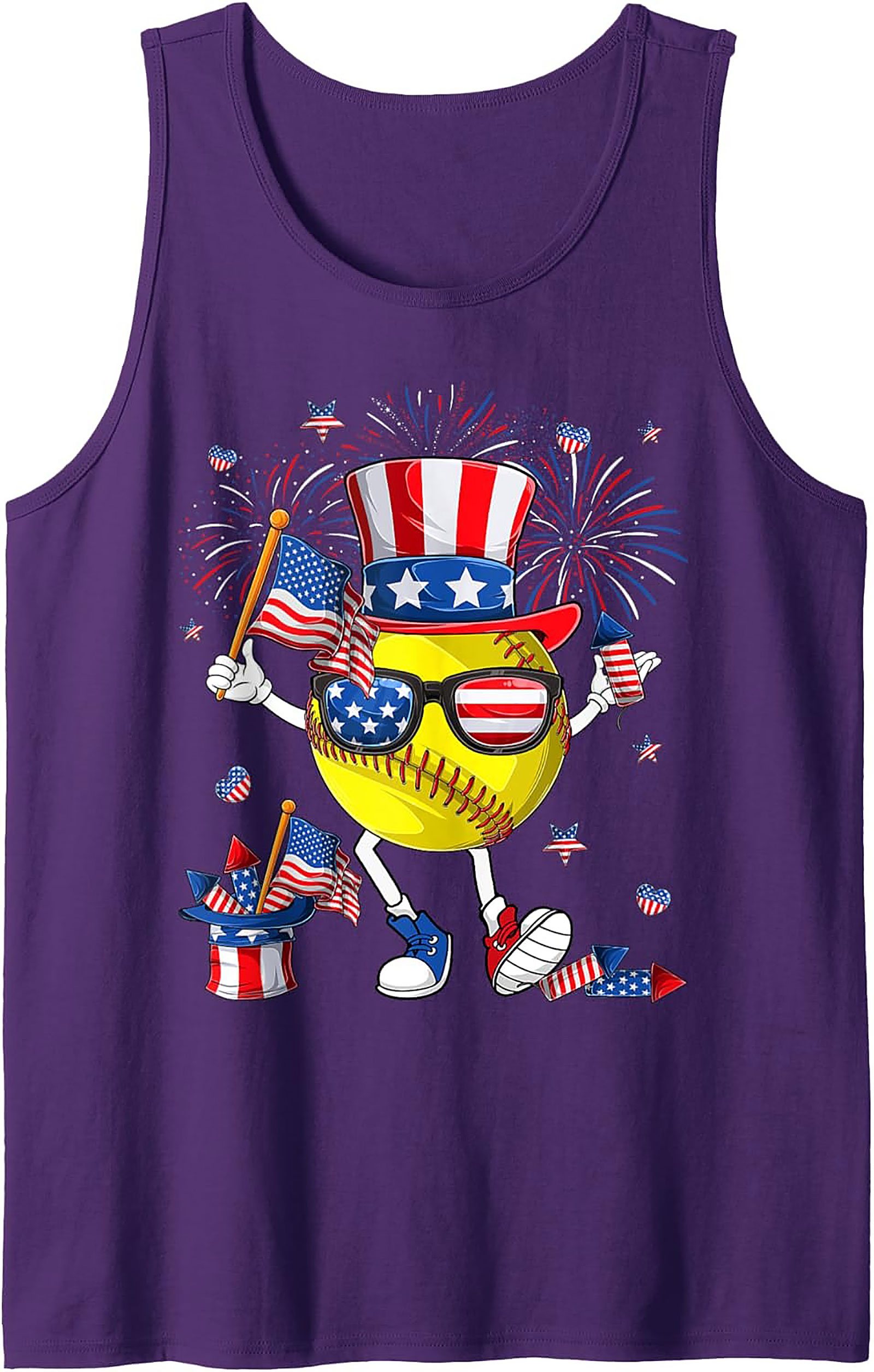 Patriotic Softball 4th of July Tank Top | USA Graphic Tank