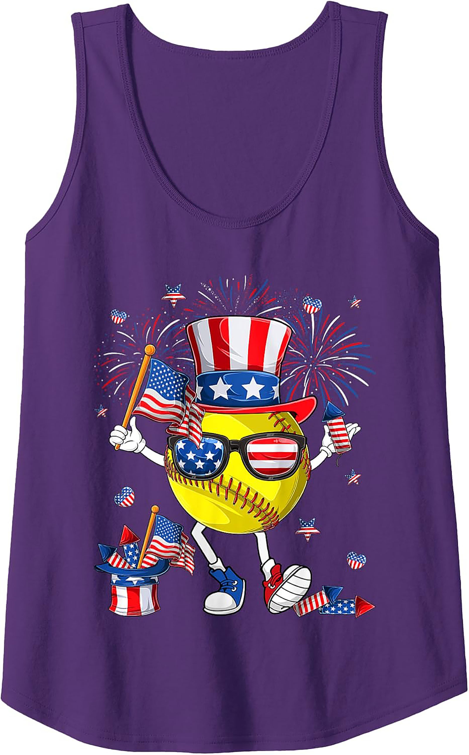 Patriotic Softball 4th of July Tank Top | USA Graphic Tank