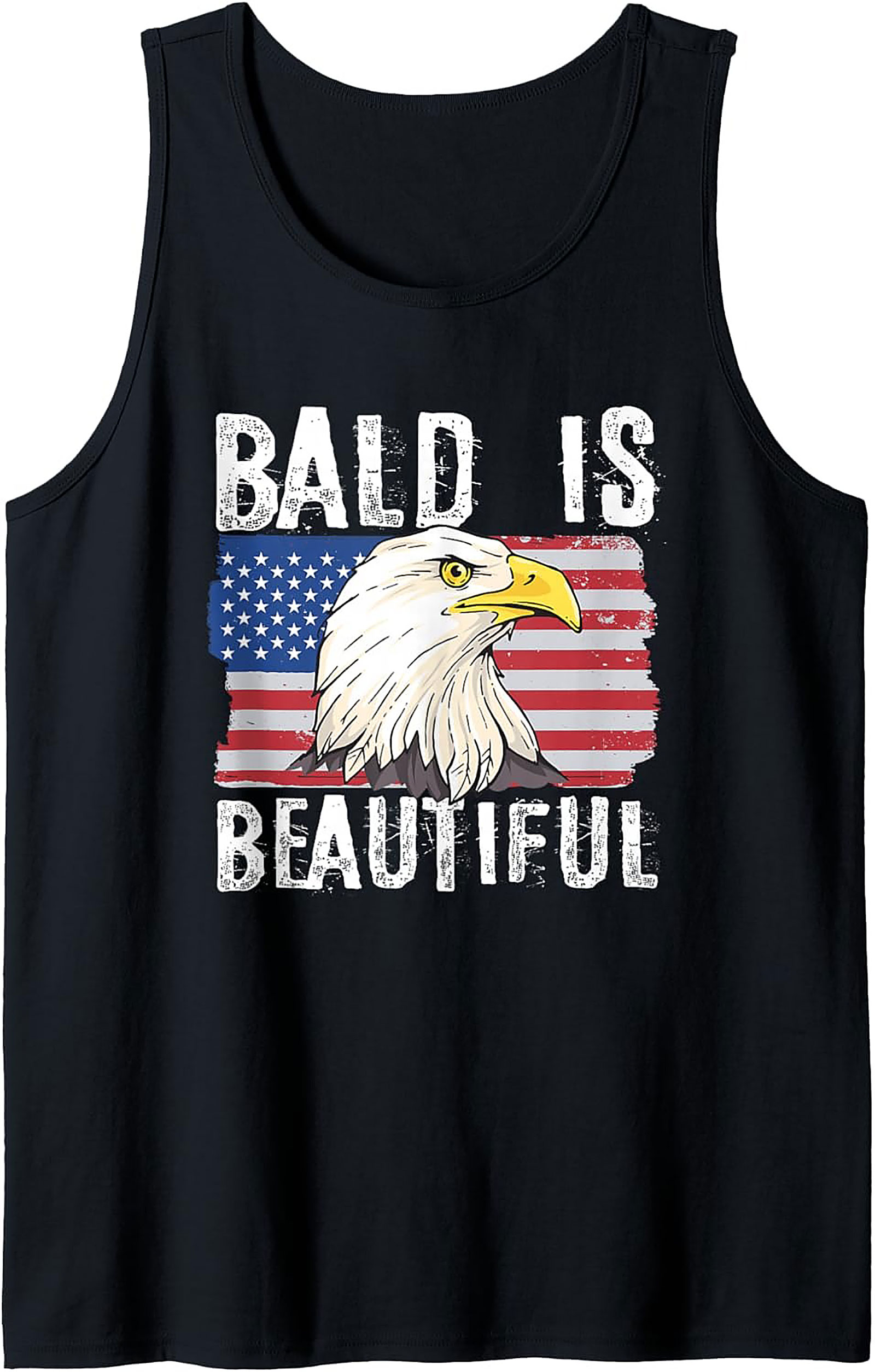 Bald Is Beautiful Patriotic American Flag Tank Top