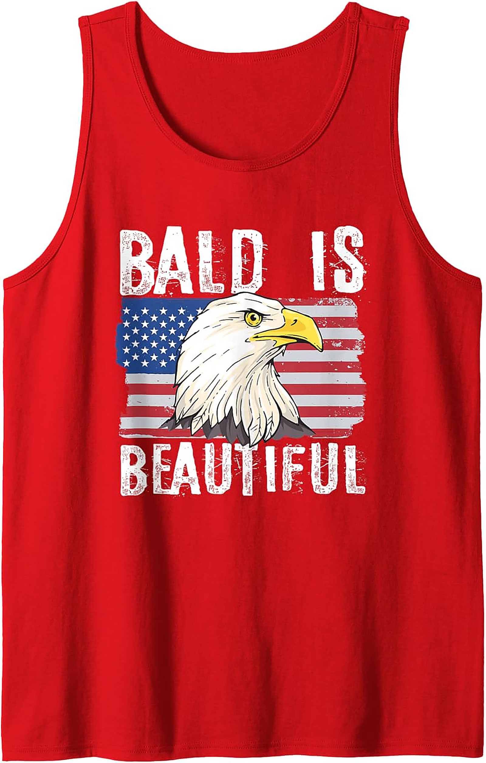Bald Is Beautiful Patriotic American Flag Tank Top