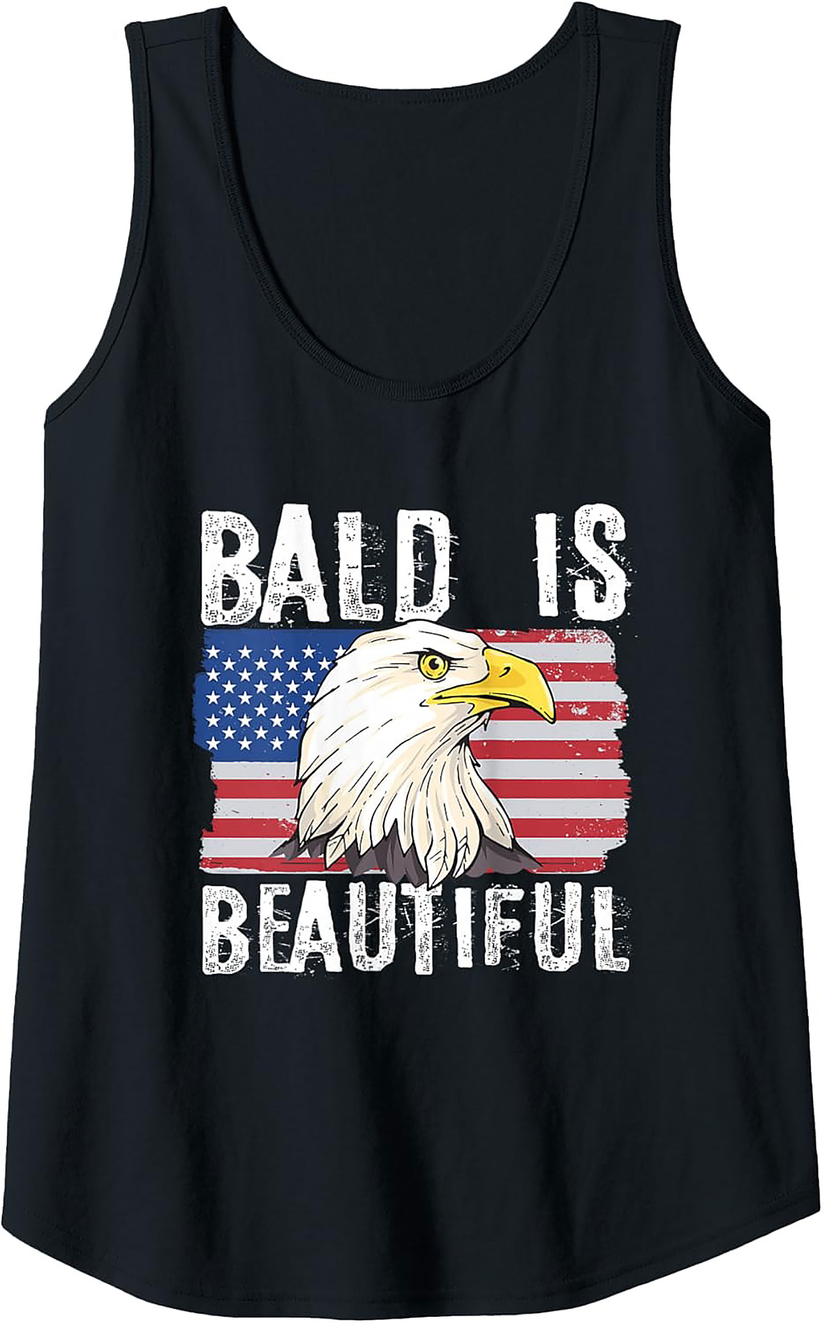 Bald Is Beautiful Patriotic American Flag Tank Top