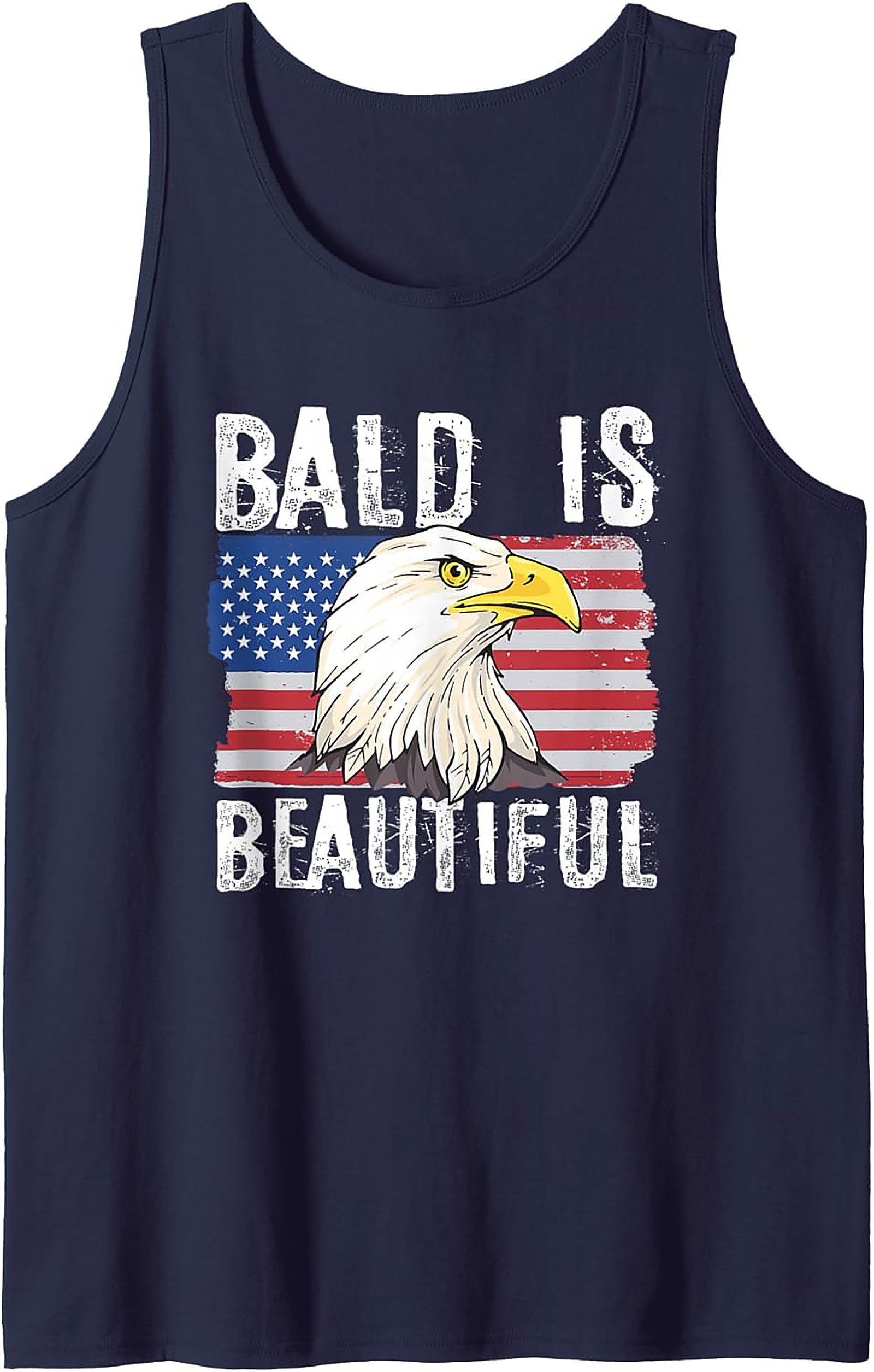 Bald Is Beautiful Patriotic American Flag Tank Top