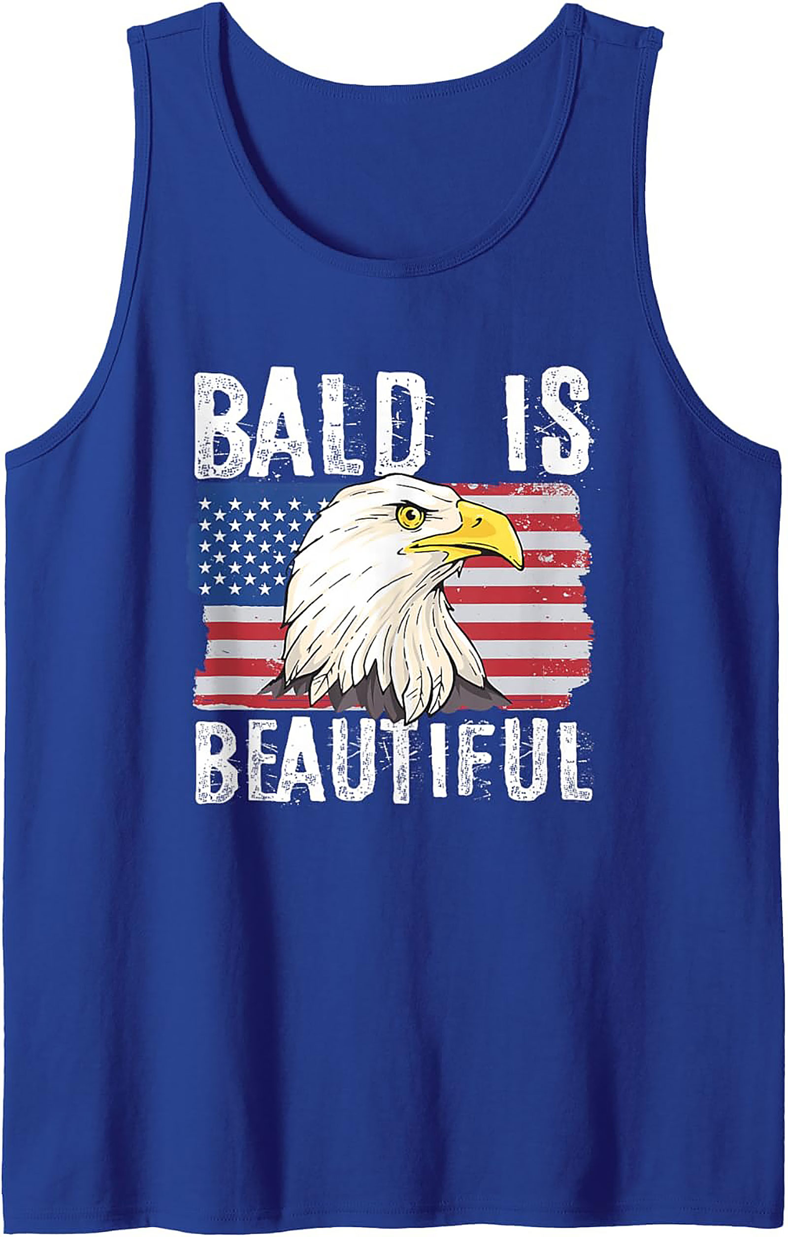 Bald Is Beautiful Patriotic American Flag Tank Top