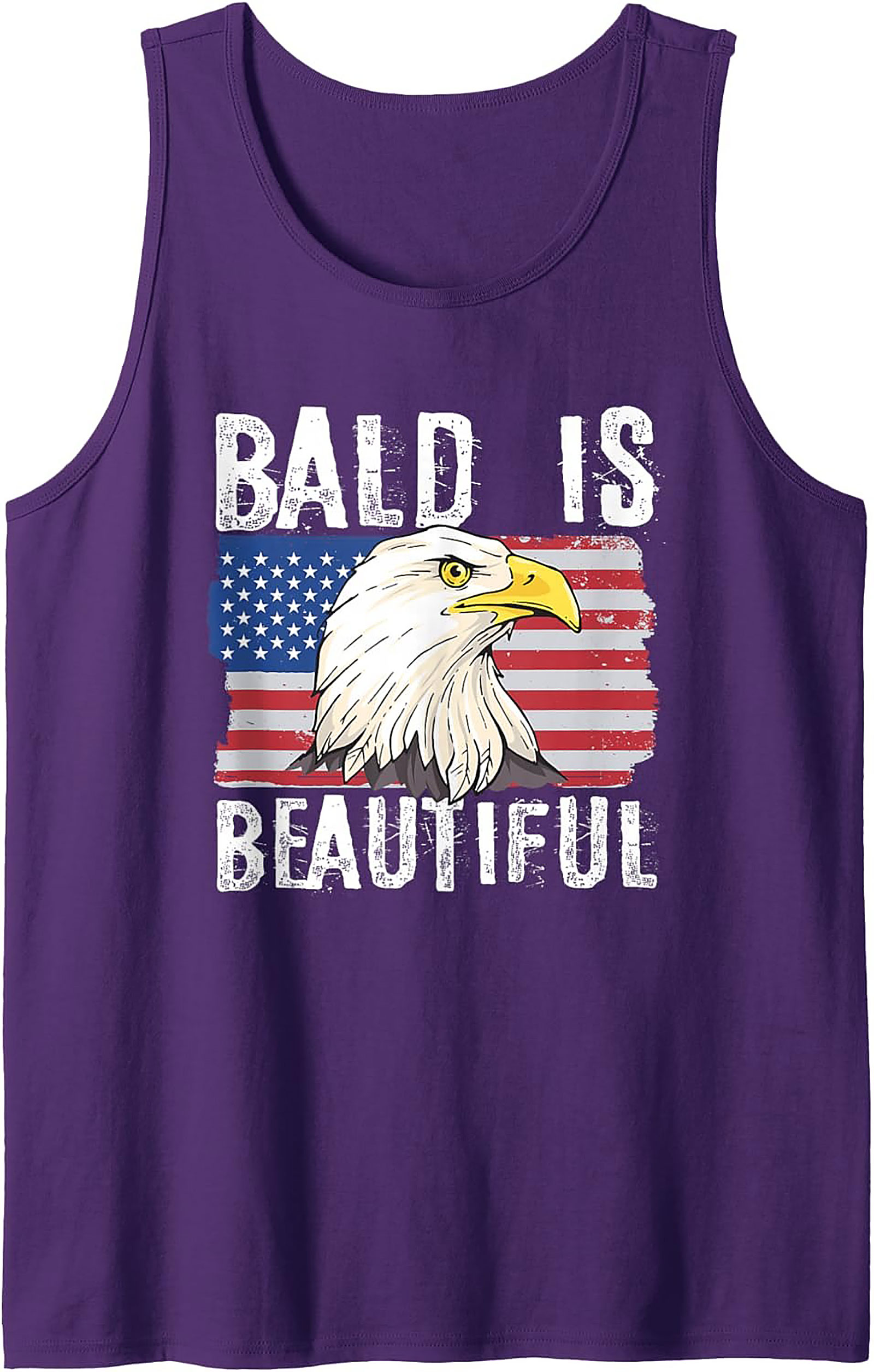 Bald Is Beautiful Patriotic American Flag Tank Top