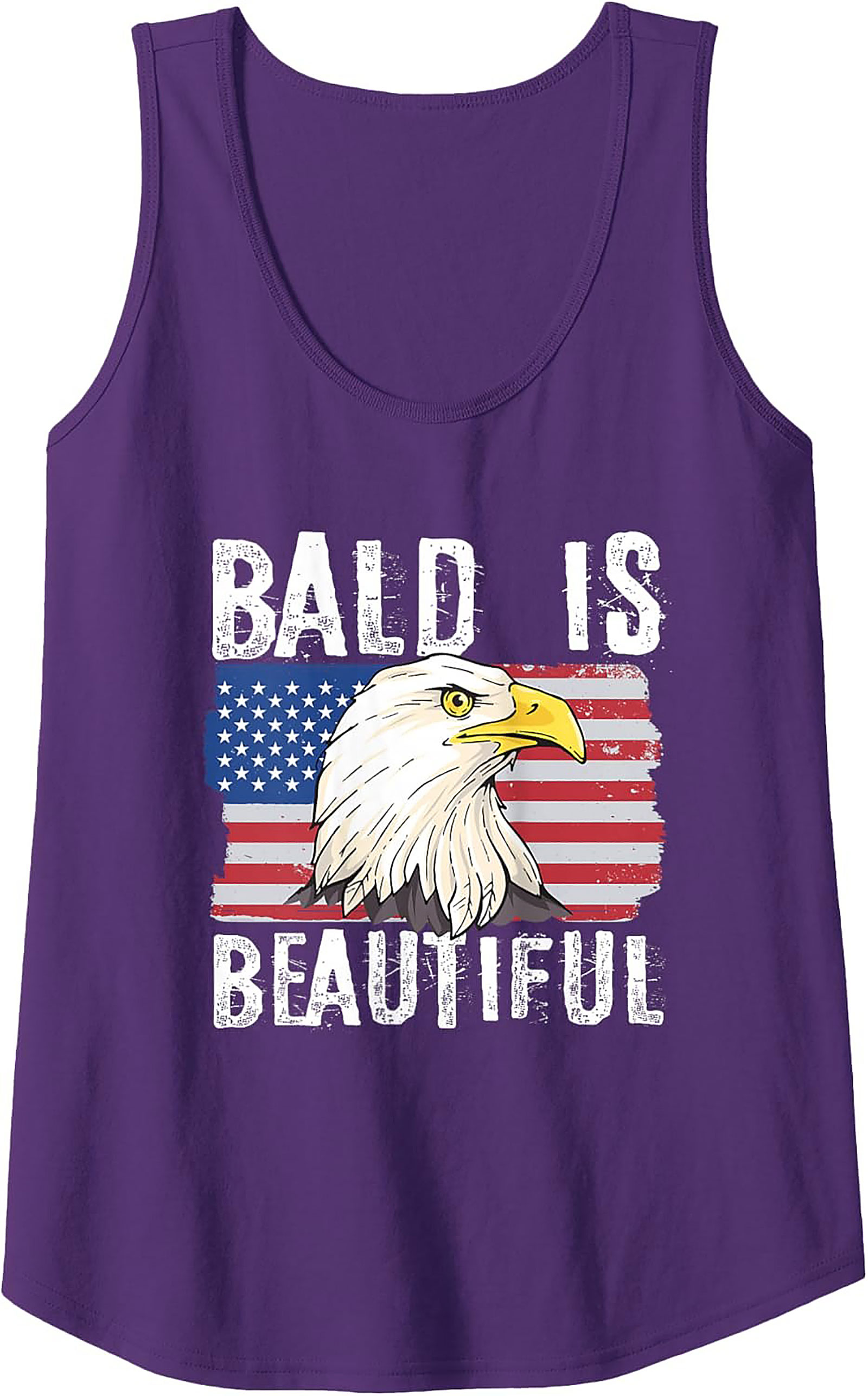 Bald Is Beautiful Patriotic American Flag Tank Top