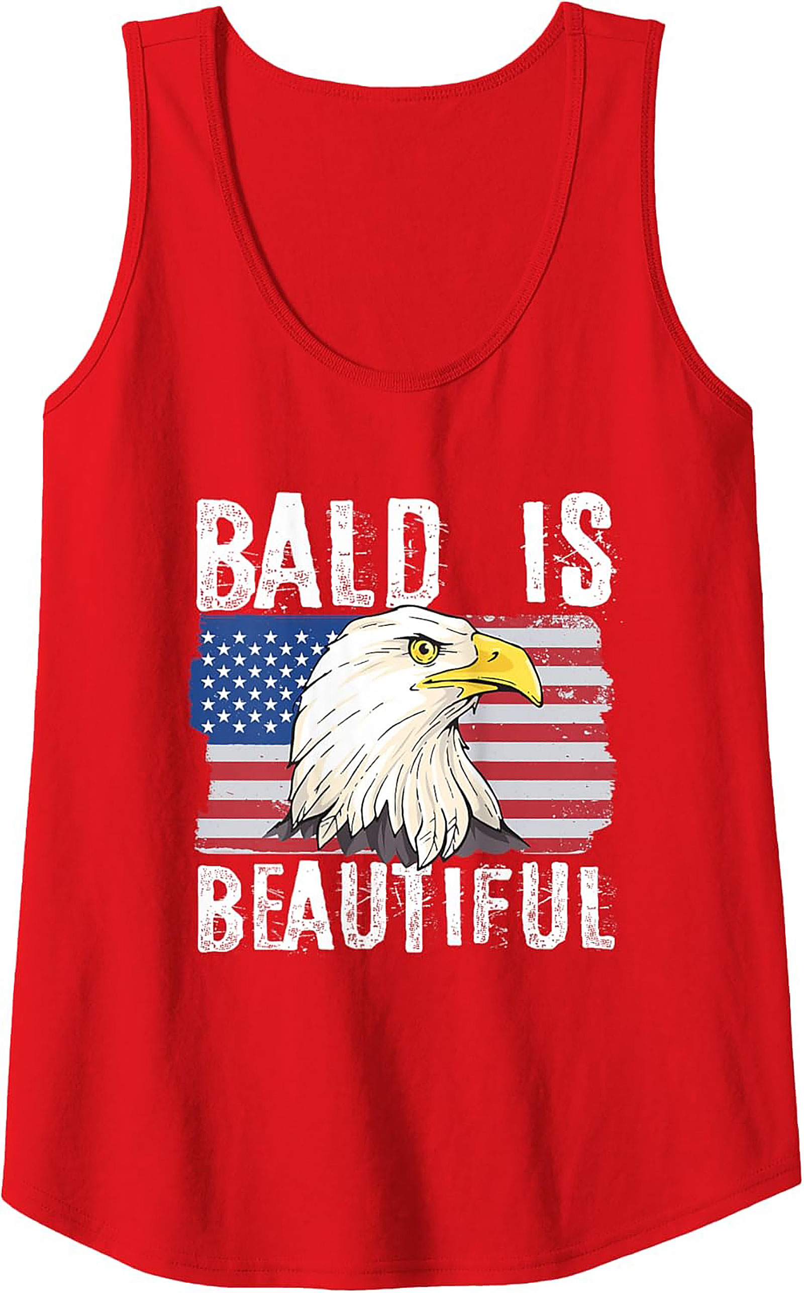 Bald Is Beautiful Patriotic American Flag Tank Top