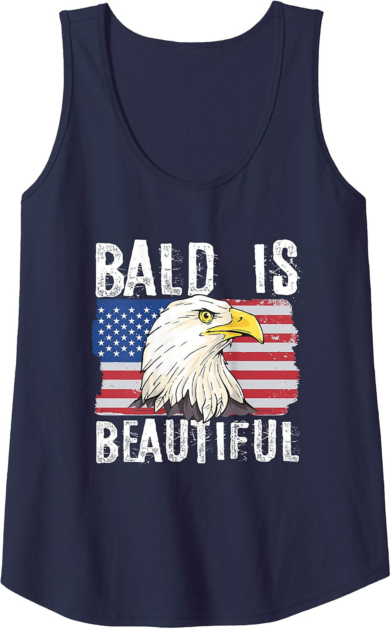 Bald Is Beautiful Patriotic American Flag Tank Top