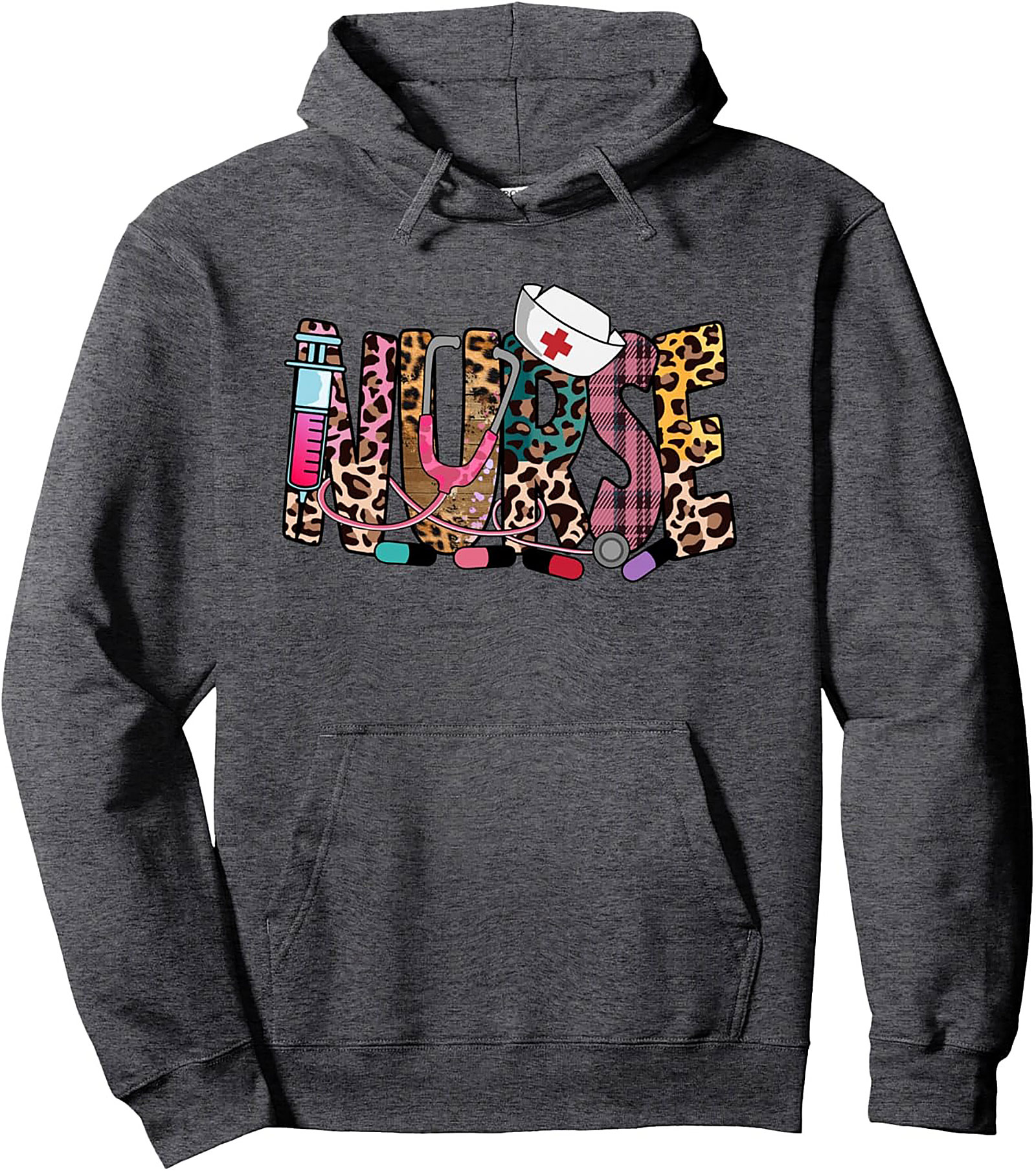  Leopard Nurse Graphic Hoodie Cozy Unisex Pullover Gift