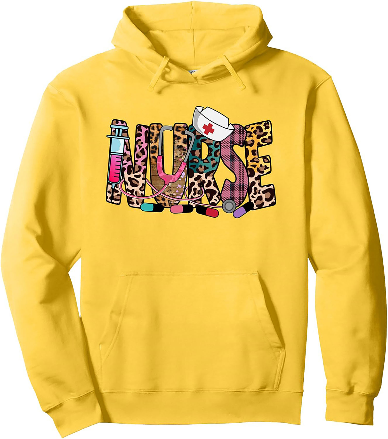  Leopard Nurse Graphic Hoodie Cozy Unisex Pullover Gift