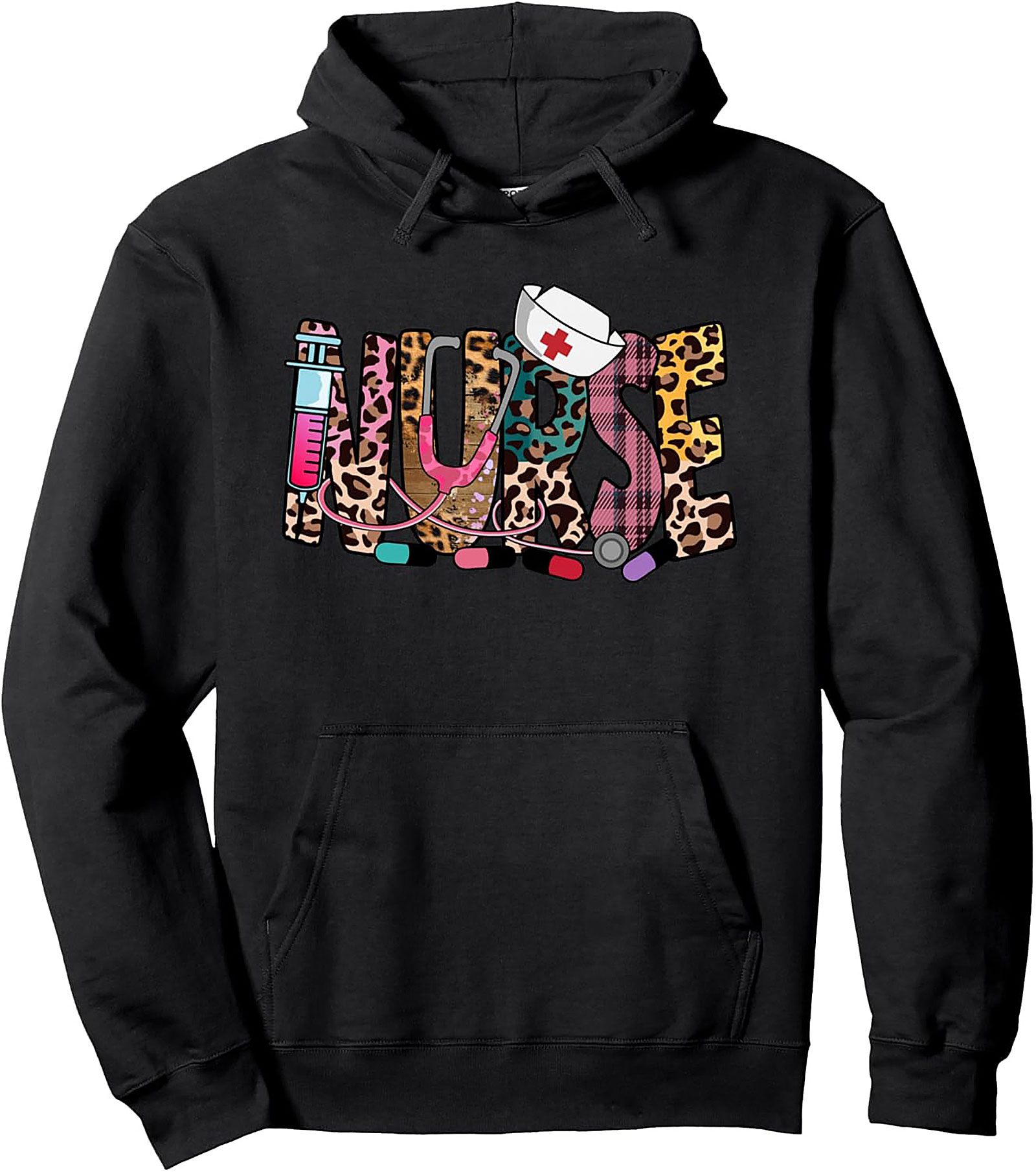 Leopard Nurse Graphic Hoodie Cozy Unisex Pullover Gift