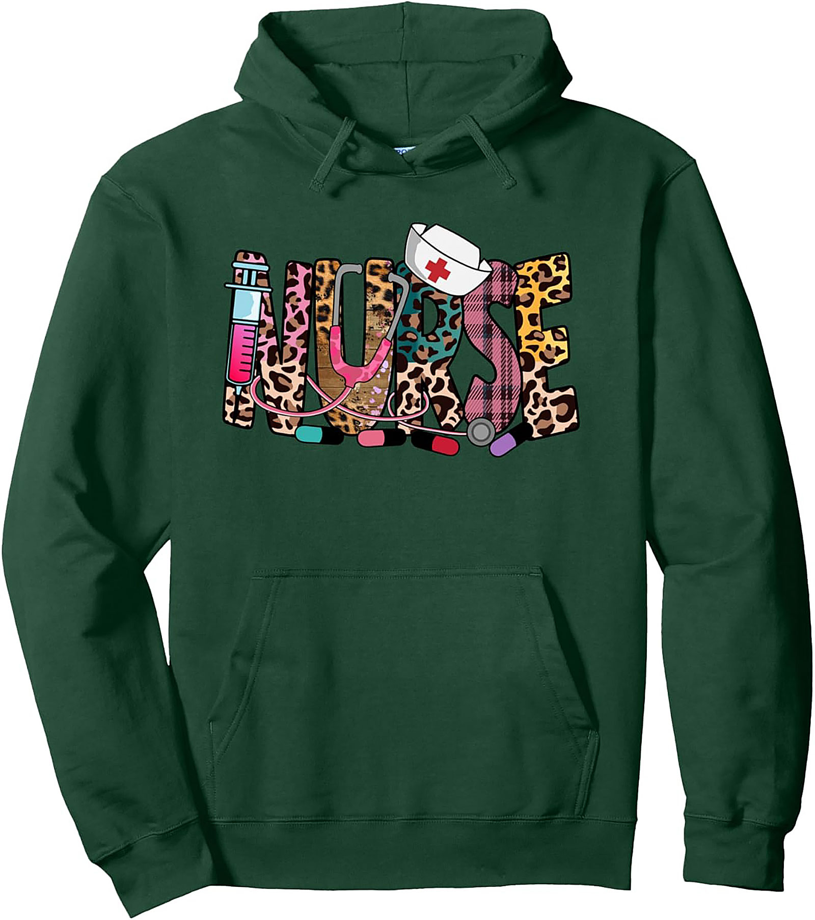  Leopard Nurse Graphic Hoodie Cozy Unisex Pullover Gift