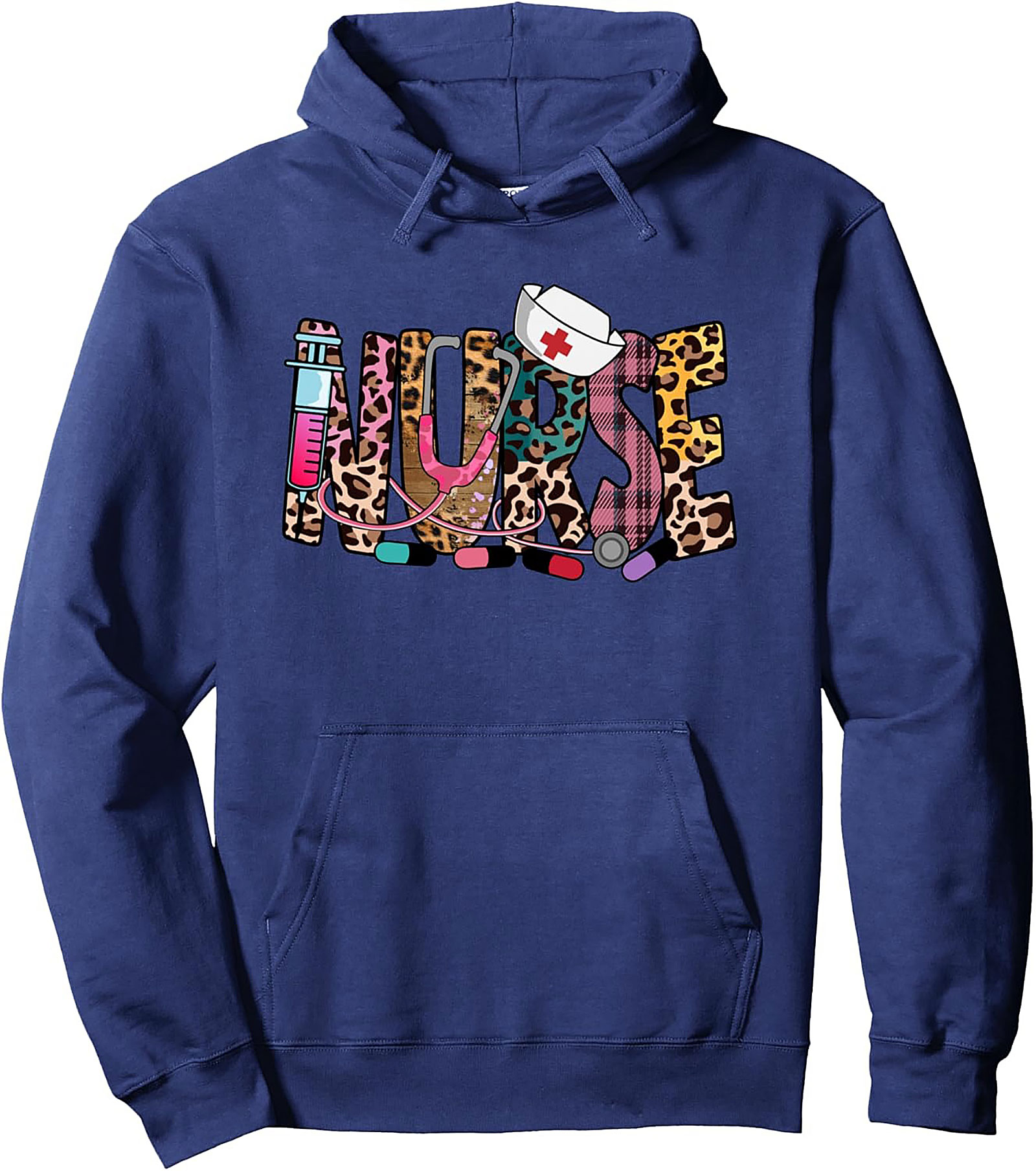  Leopard Nurse Graphic Hoodie Cozy Unisex Pullover Gift
