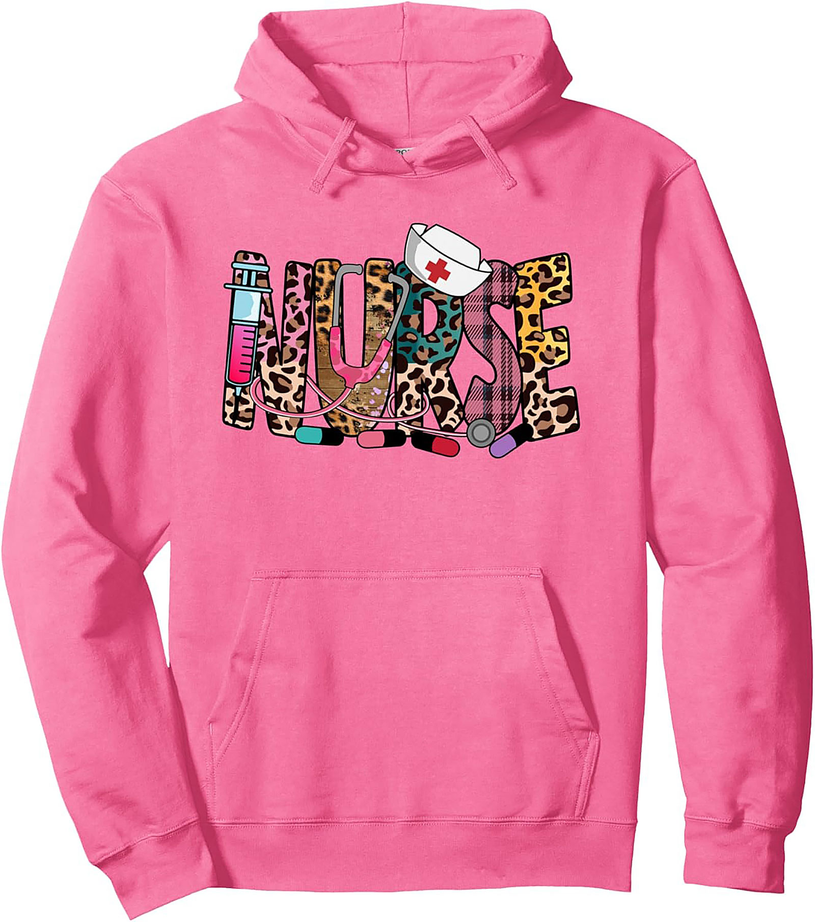  Leopard Nurse Graphic Hoodie Cozy Unisex Pullover Gift
