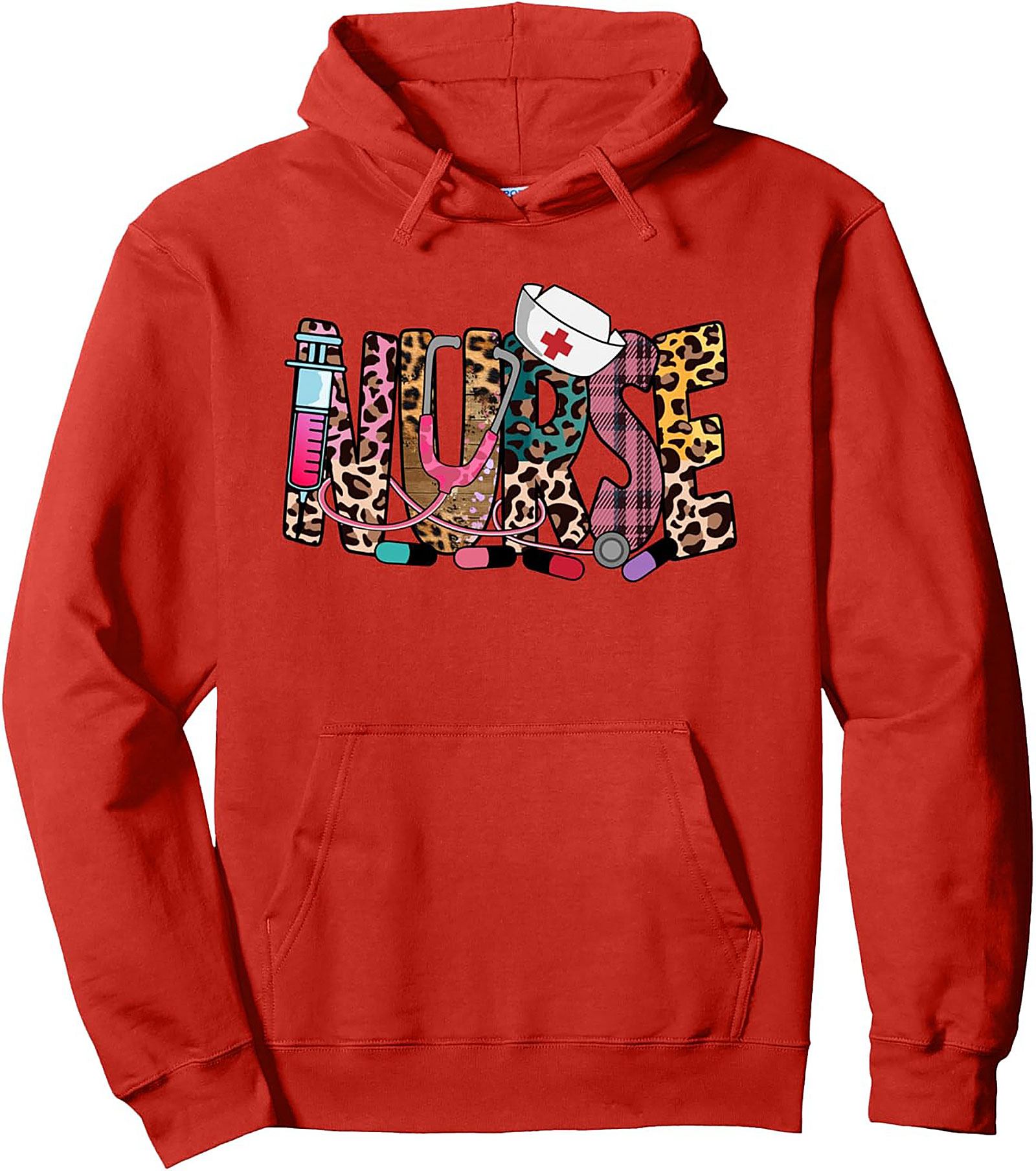  Leopard Nurse Graphic Hoodie Cozy Unisex Pullover Gift