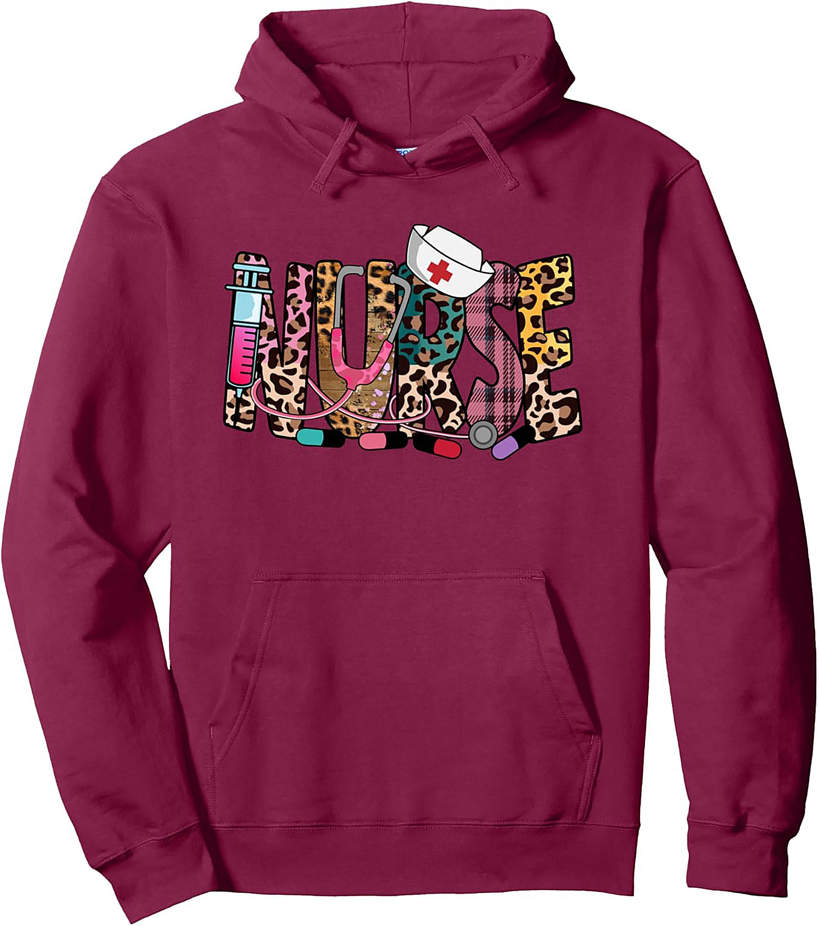  Leopard Nurse Graphic Hoodie Cozy Unisex Pullover Gift