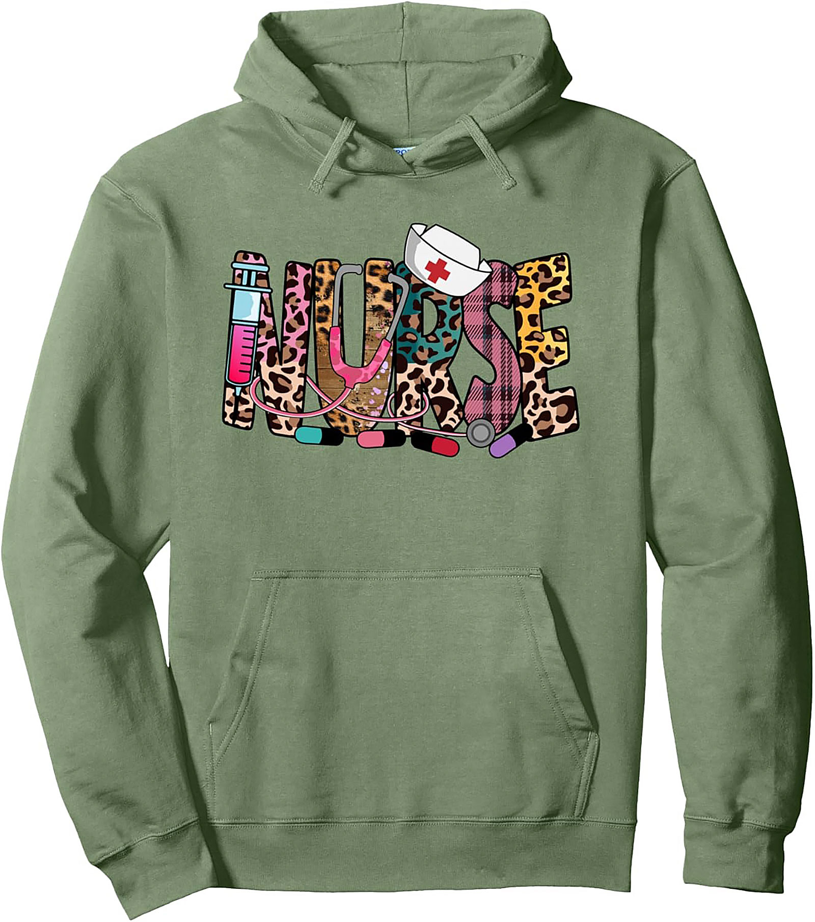  Leopard Nurse Graphic Hoodie Cozy Unisex Pullover Gift