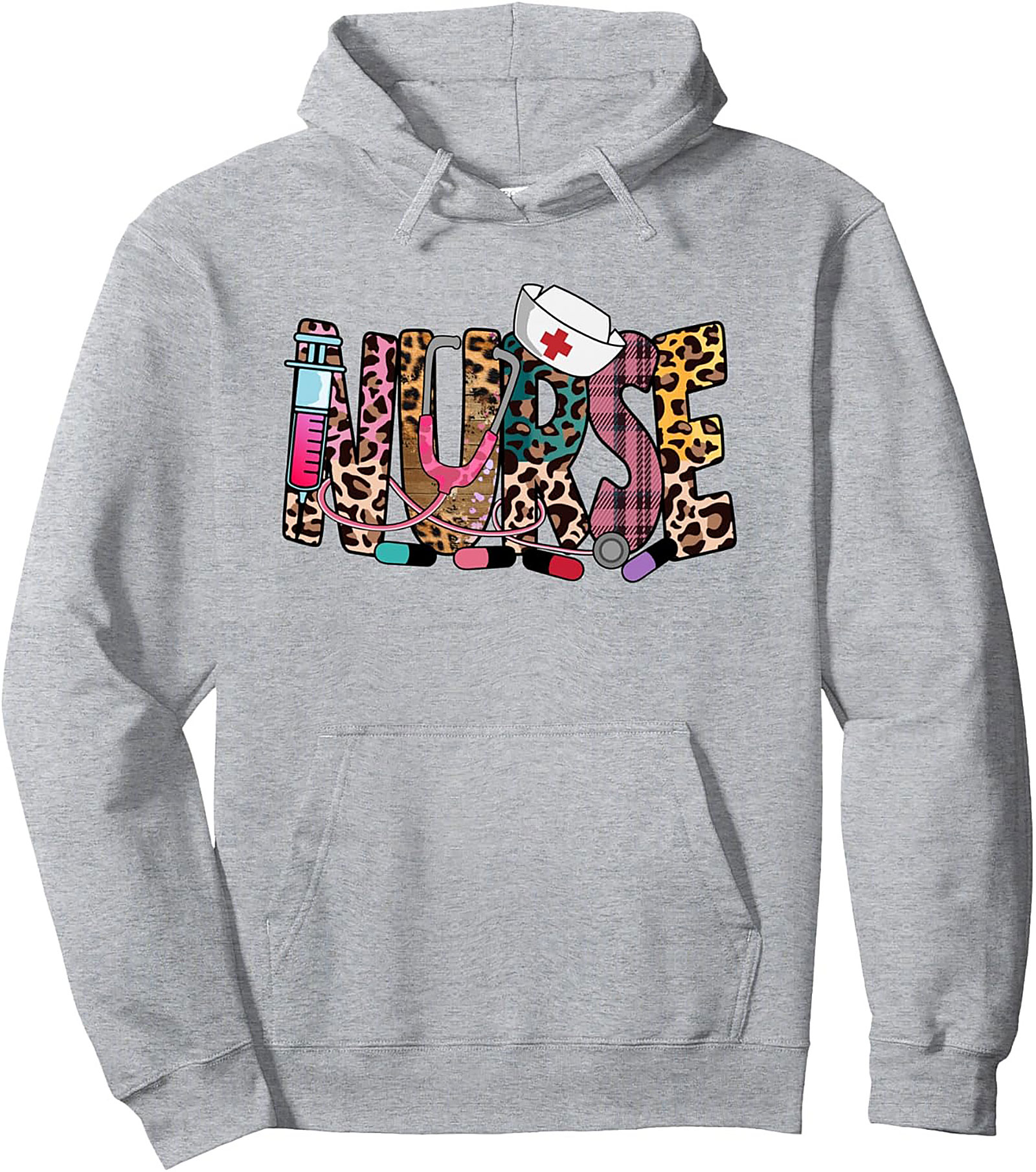  Leopard Nurse Graphic Hoodie Cozy Unisex Pullover Gift