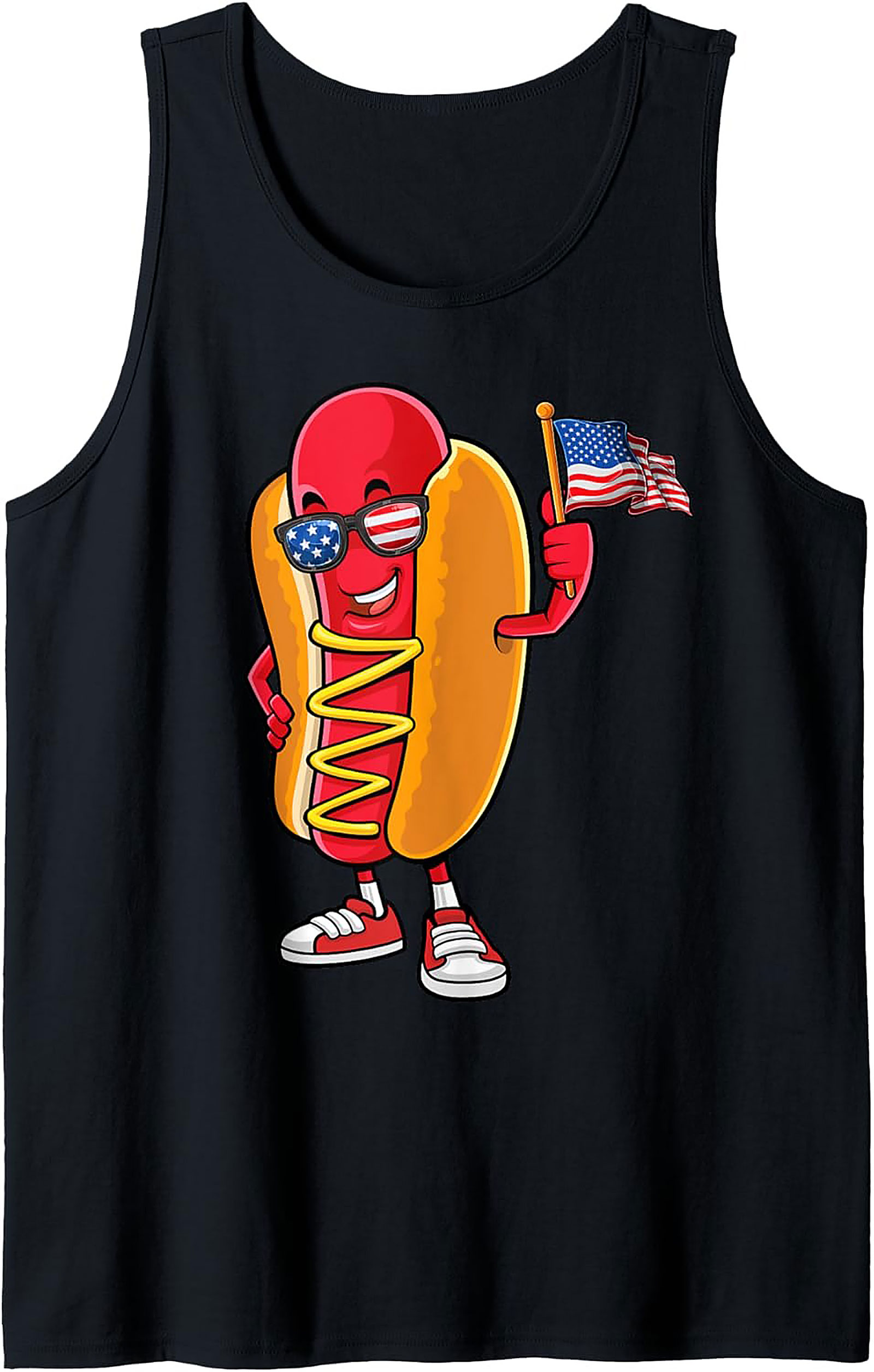 Patriotic Hot Dog American Flag Graphic Tank Top | Summer Wear