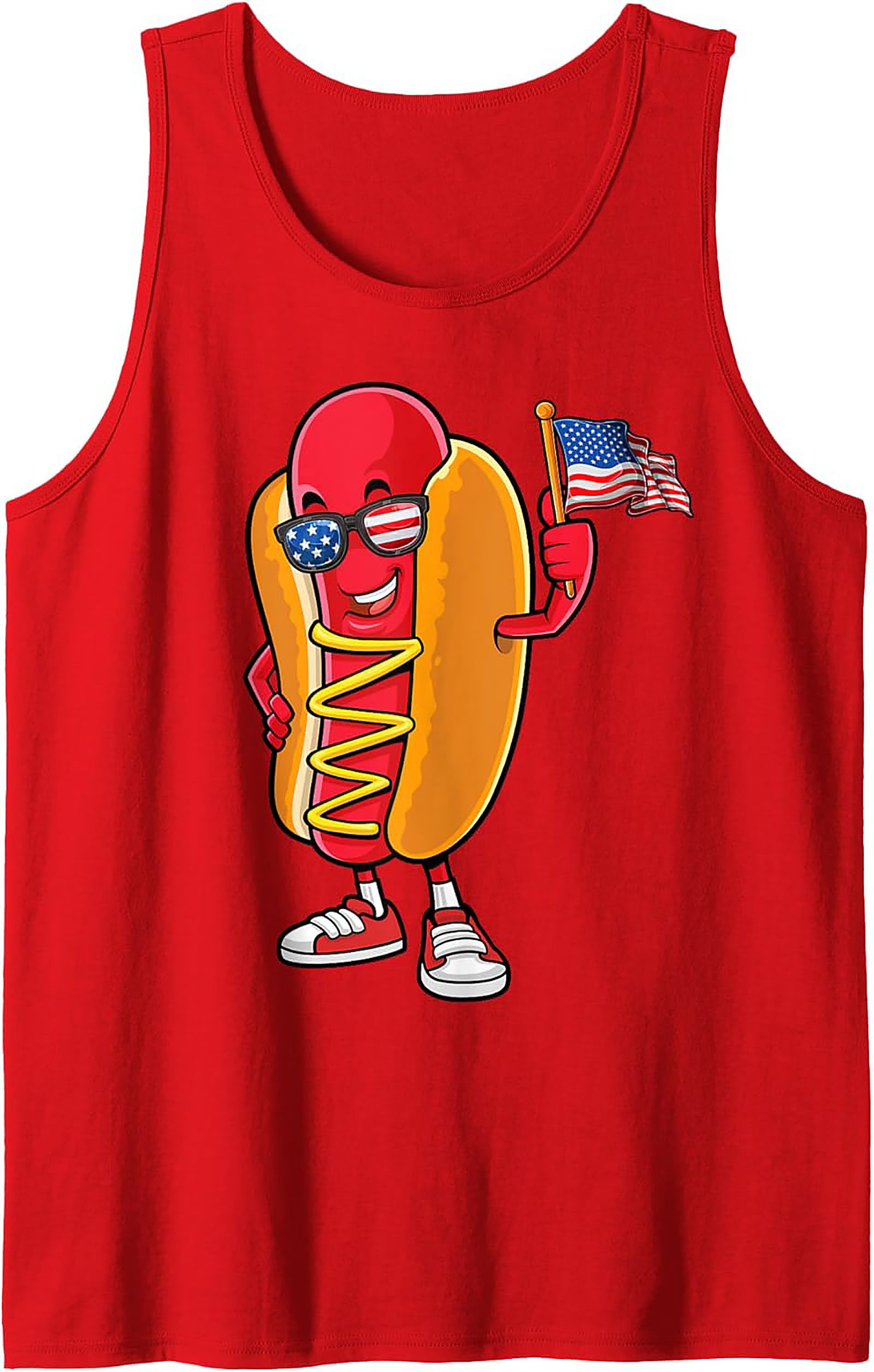 Patriotic Hot Dog American Flag Graphic Tank Top | Summer Wear