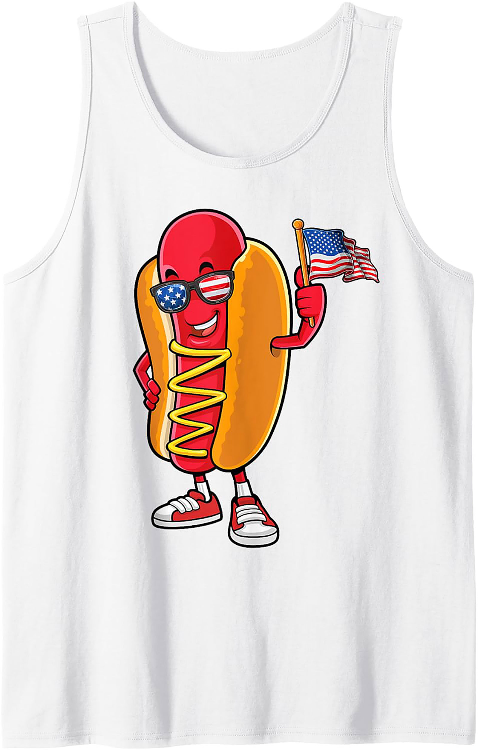 Patriotic Hot Dog American Flag Graphic Tank Top | Summer Wear