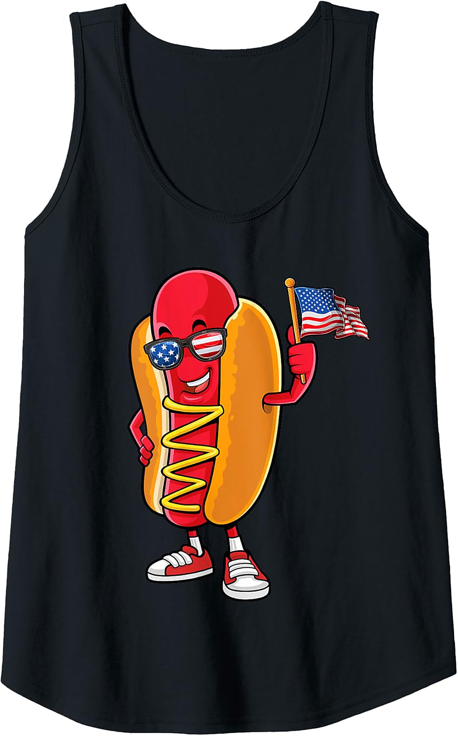Patriotic Hot Dog American Flag Graphic Tank Top | Summer Wear