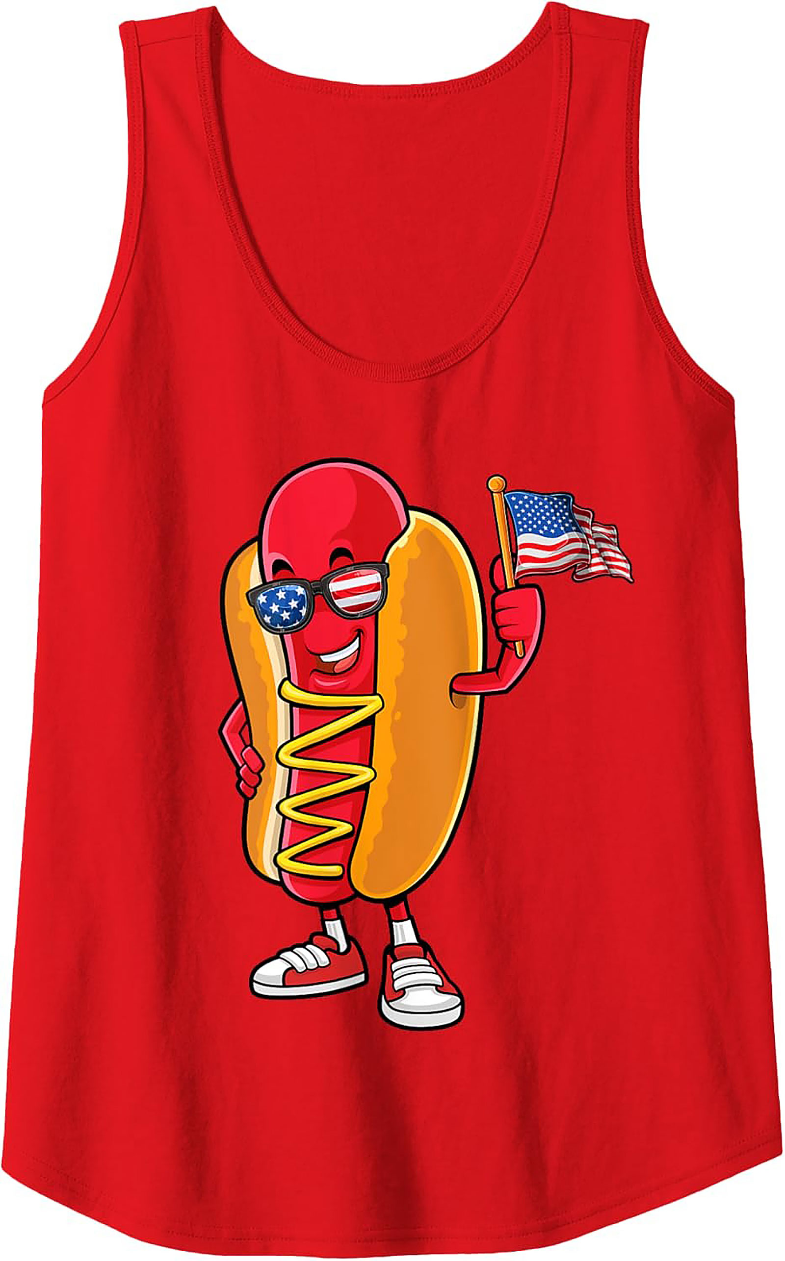 Patriotic Hot Dog American Flag Graphic Tank Top | Summer Wear