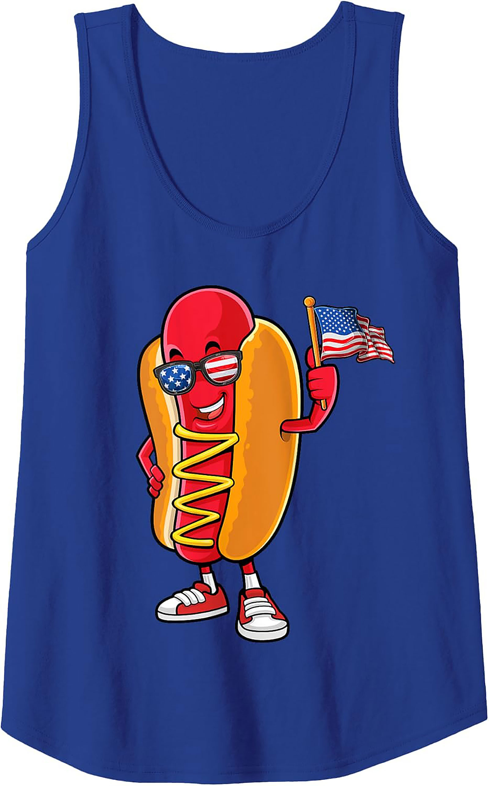 Patriotic Hot Dog American Flag Graphic Tank Top | Summer Wear