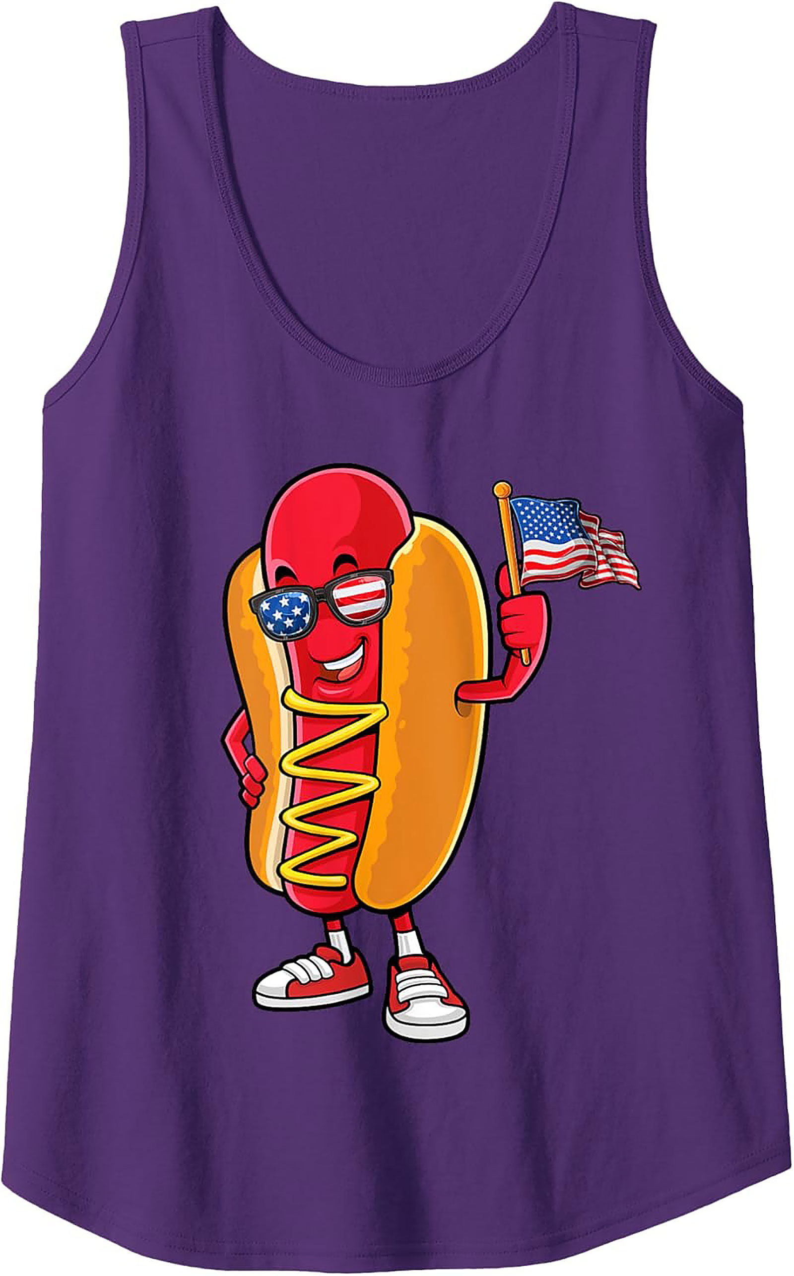 Patriotic Hot Dog American Flag Graphic Tank Top | Summer Wear